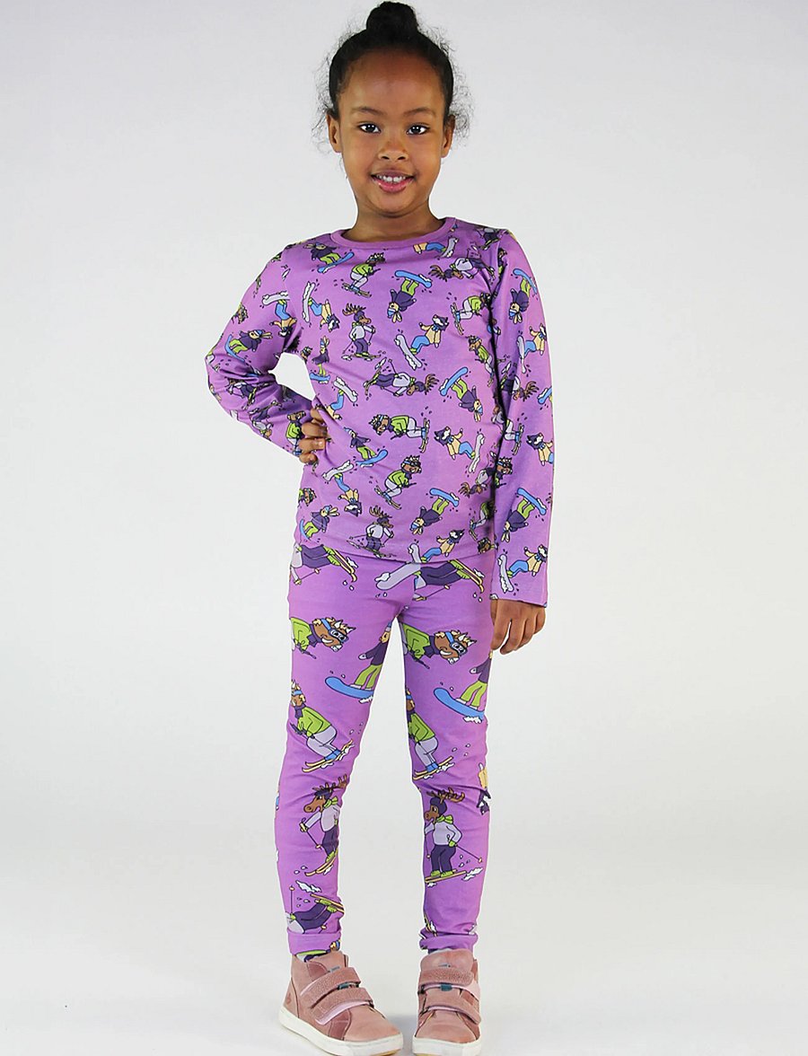 Småfolk - Leggings for children with skiing - leggings - dusty lavender - 0