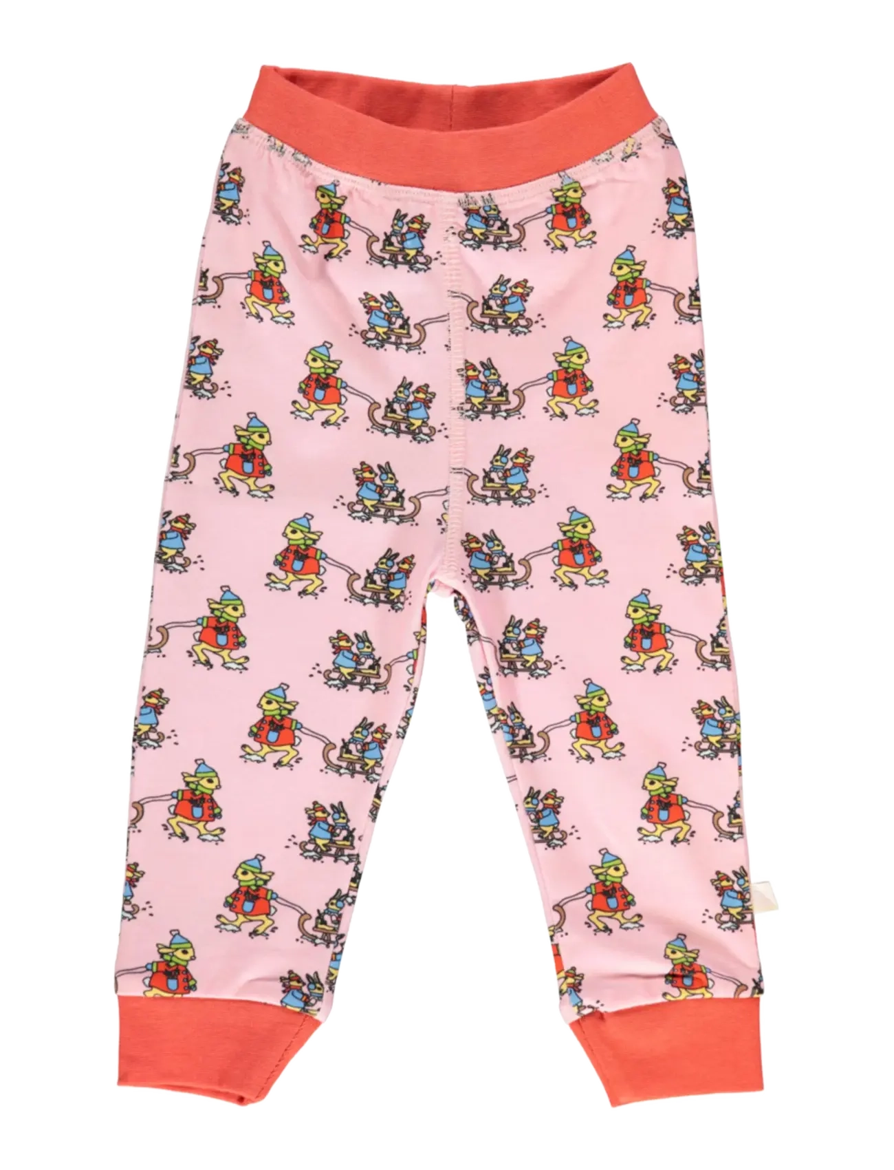 SMÅFOLK Leggings For Baby With Rabbits Sledding Pink - 68 - Kinder