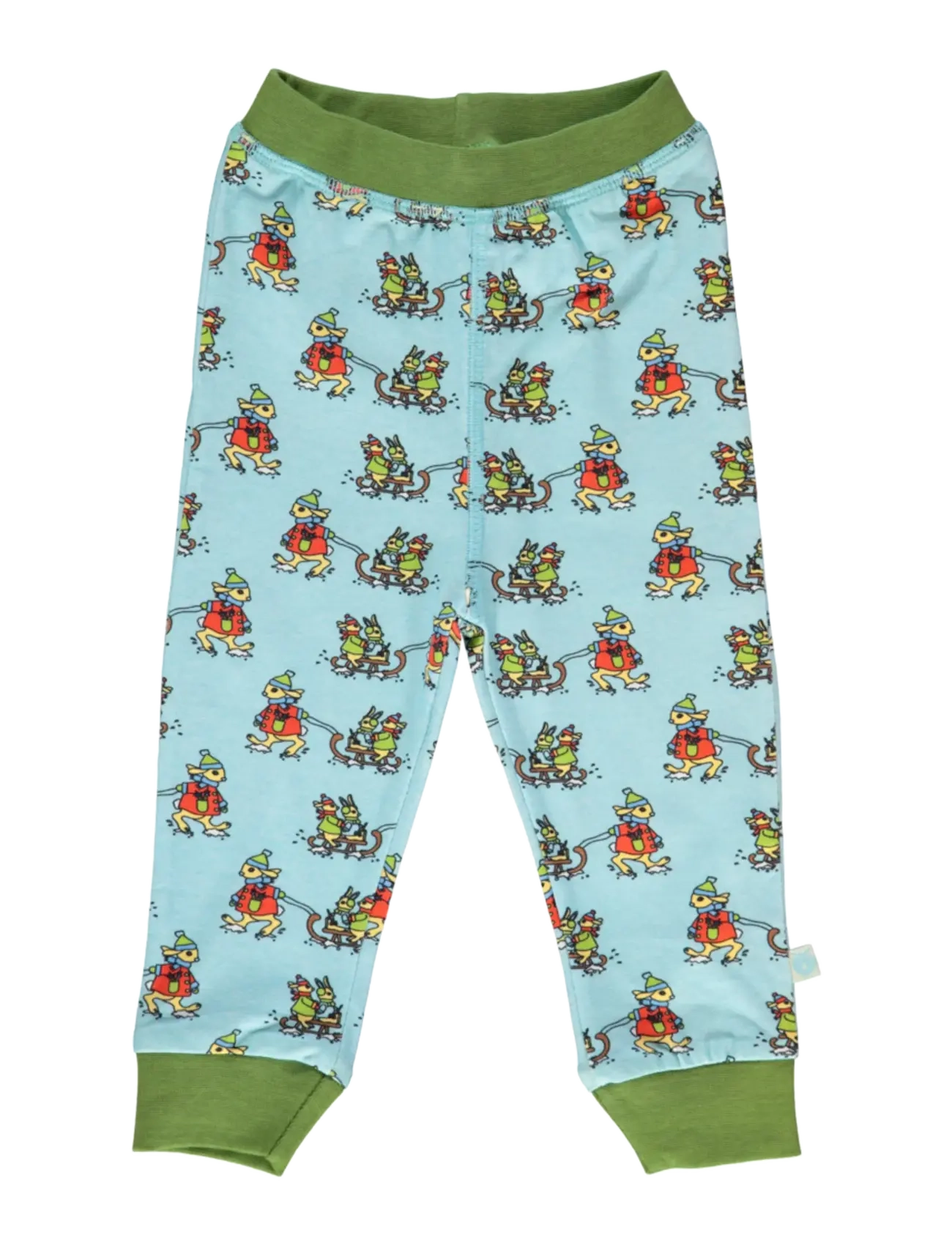 SMÅFOLK Leggings For Baby With Rabbits Sledding Blau - 74 - Kinder