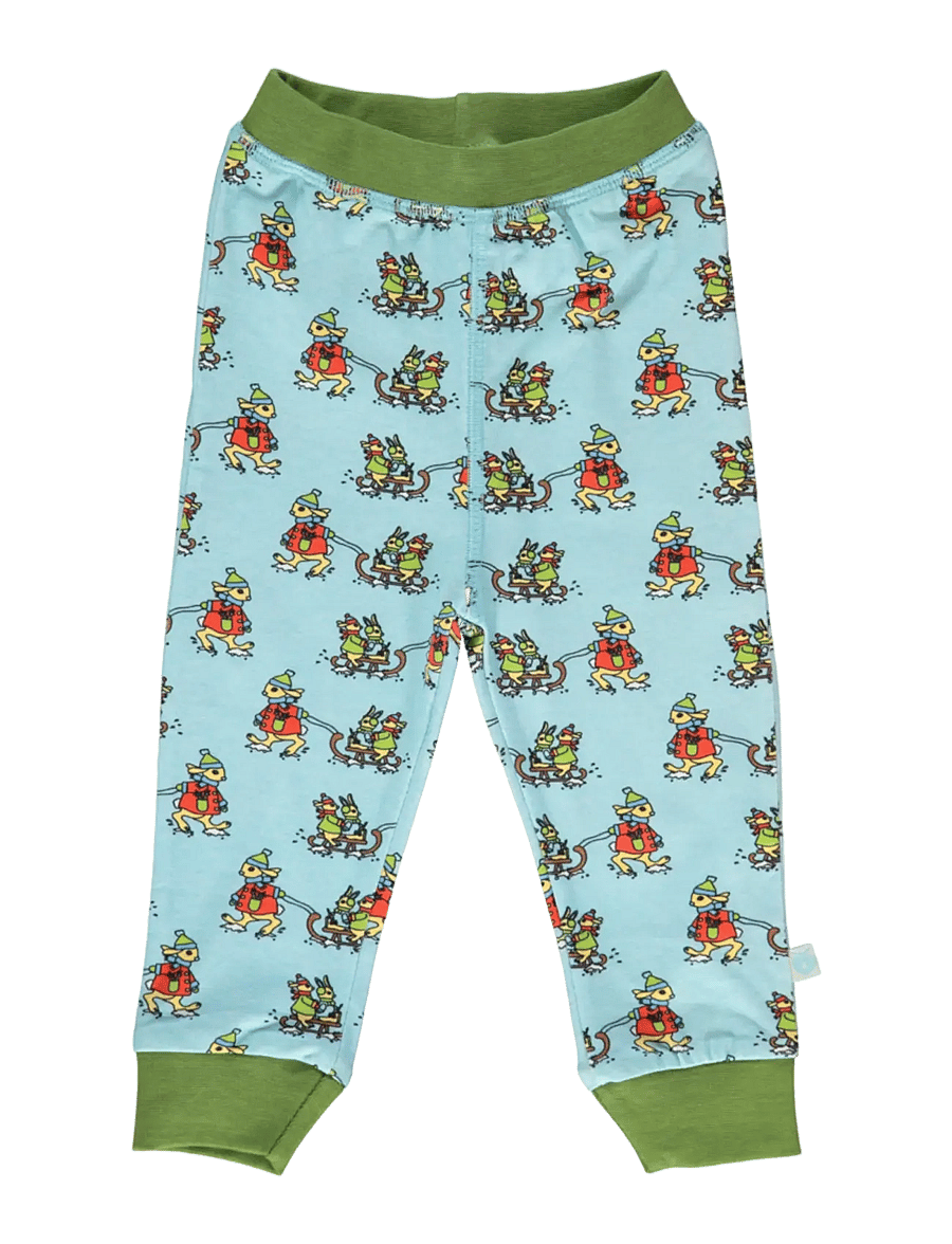 Småfolk - Leggings for baby with rabbits sledding - leggings - stratosphere - 1