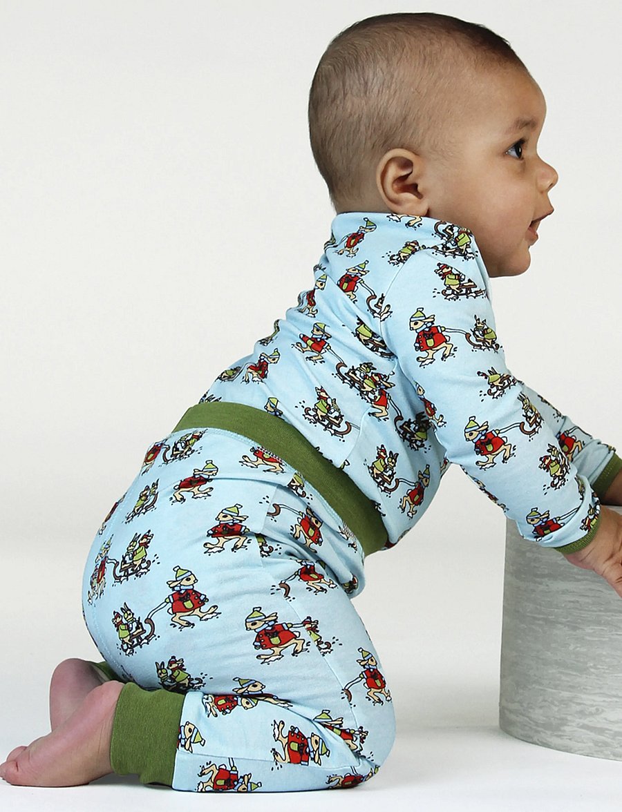 Småfolk - Leggings for baby with rabbits sledding - leggings - stratosphere - 0