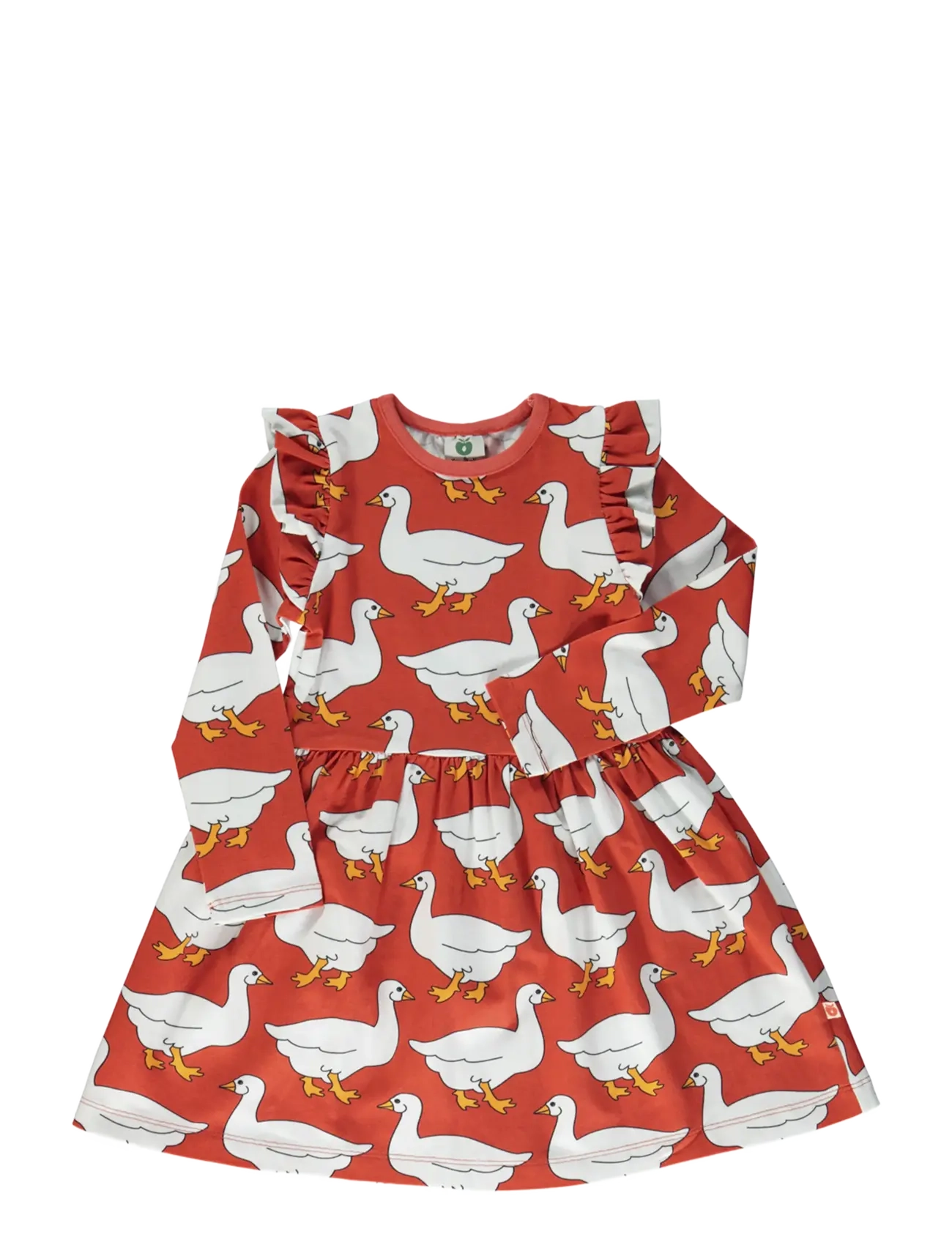 SMÅFOLK Kleid With Geese Rot - 122-128 - Kinder