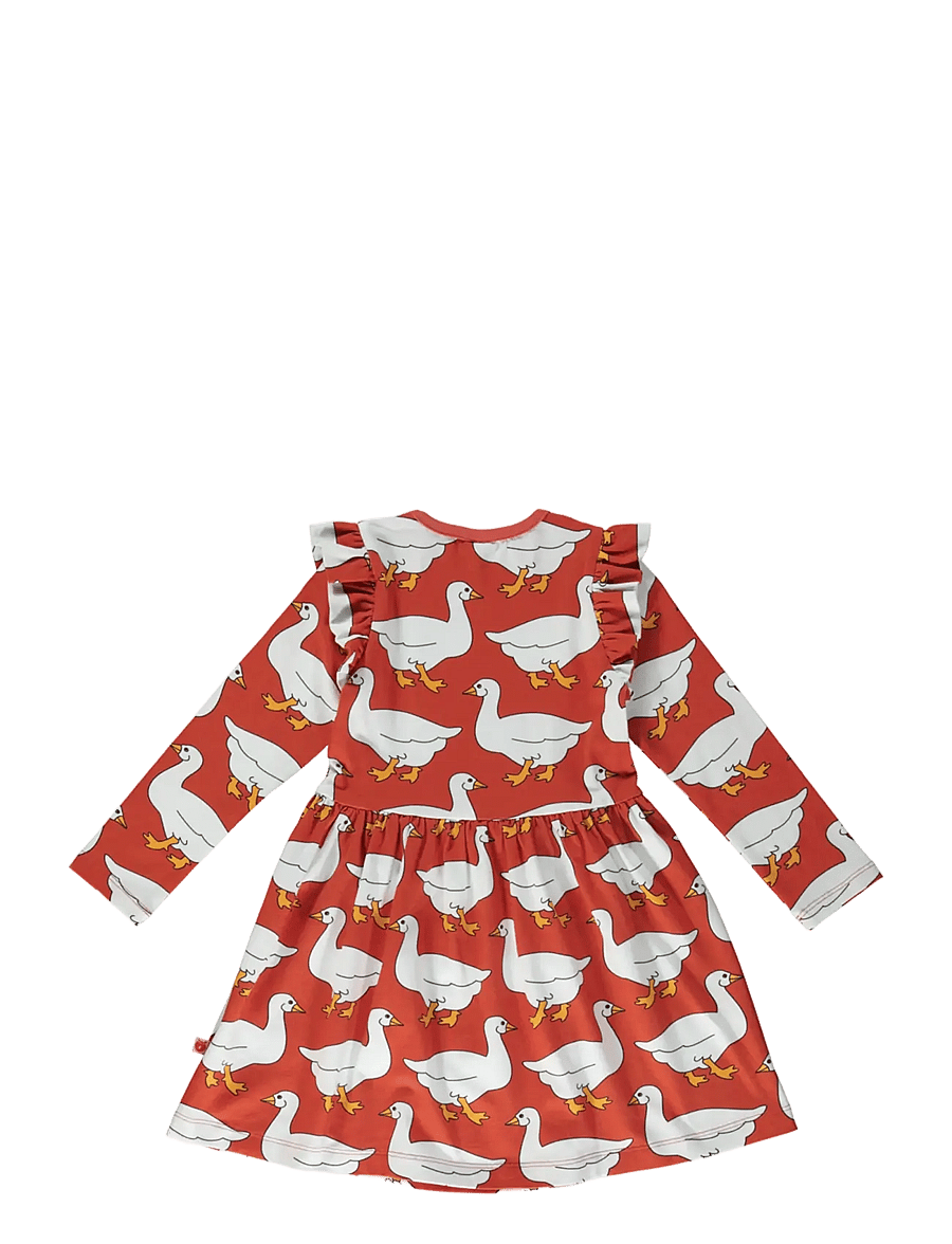 Småfolk - Dress with geese - långärmade babyklänningar - grenadine - 2