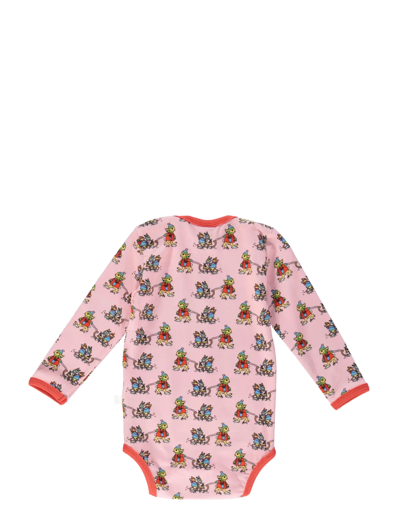Småfolk - Long-sleeved baby body with rabbits sledding - långärmade bodies - icy pink - 2