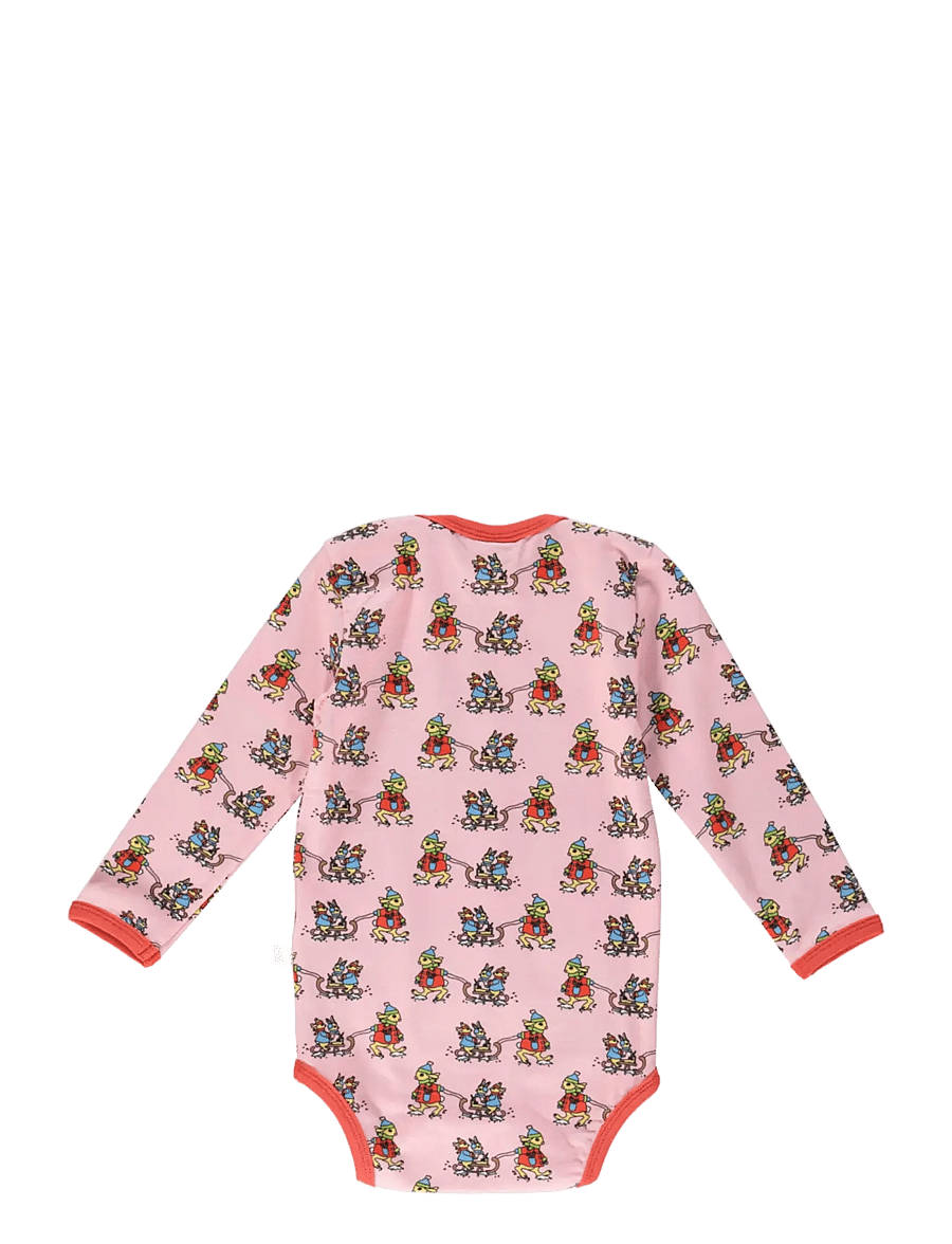 Småfolk - Long-sleeved baby body with rabbits sledding - långärmade bodies - icy pink - 2