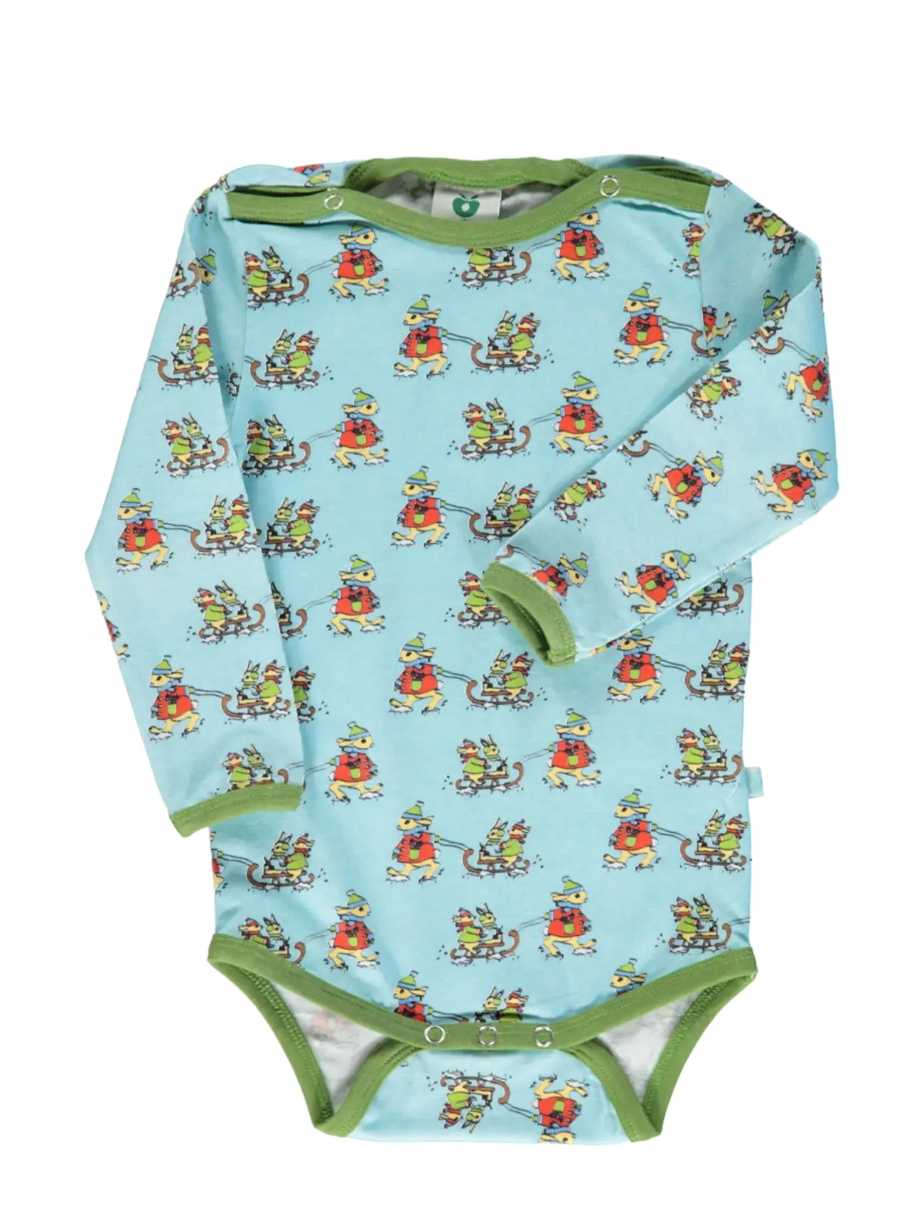 SMÅFOLK Langärmelig Baby Body With Rabbits Sledding Blau - 62 - Kinder