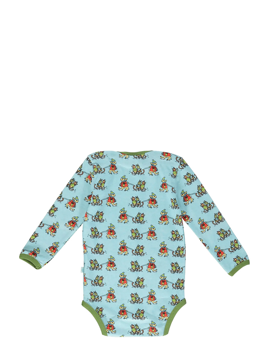 Småfolk - Long-sleeved baby body with rabbits sledding - langærmede bodyer - stratosphere - 2