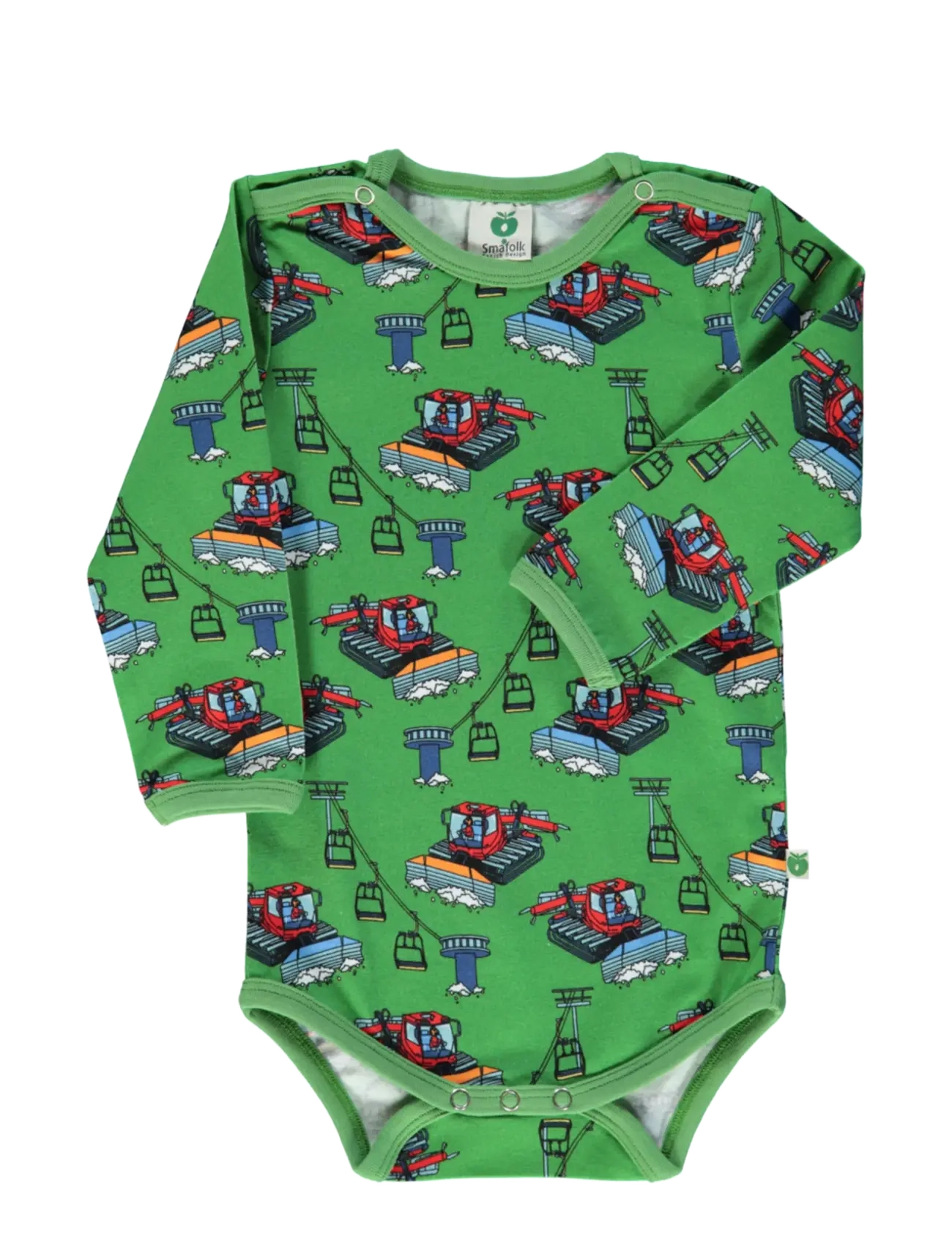 SMÅFOLK Langärmelig Baby Body With Snowcat Grün - 74 - Kinder