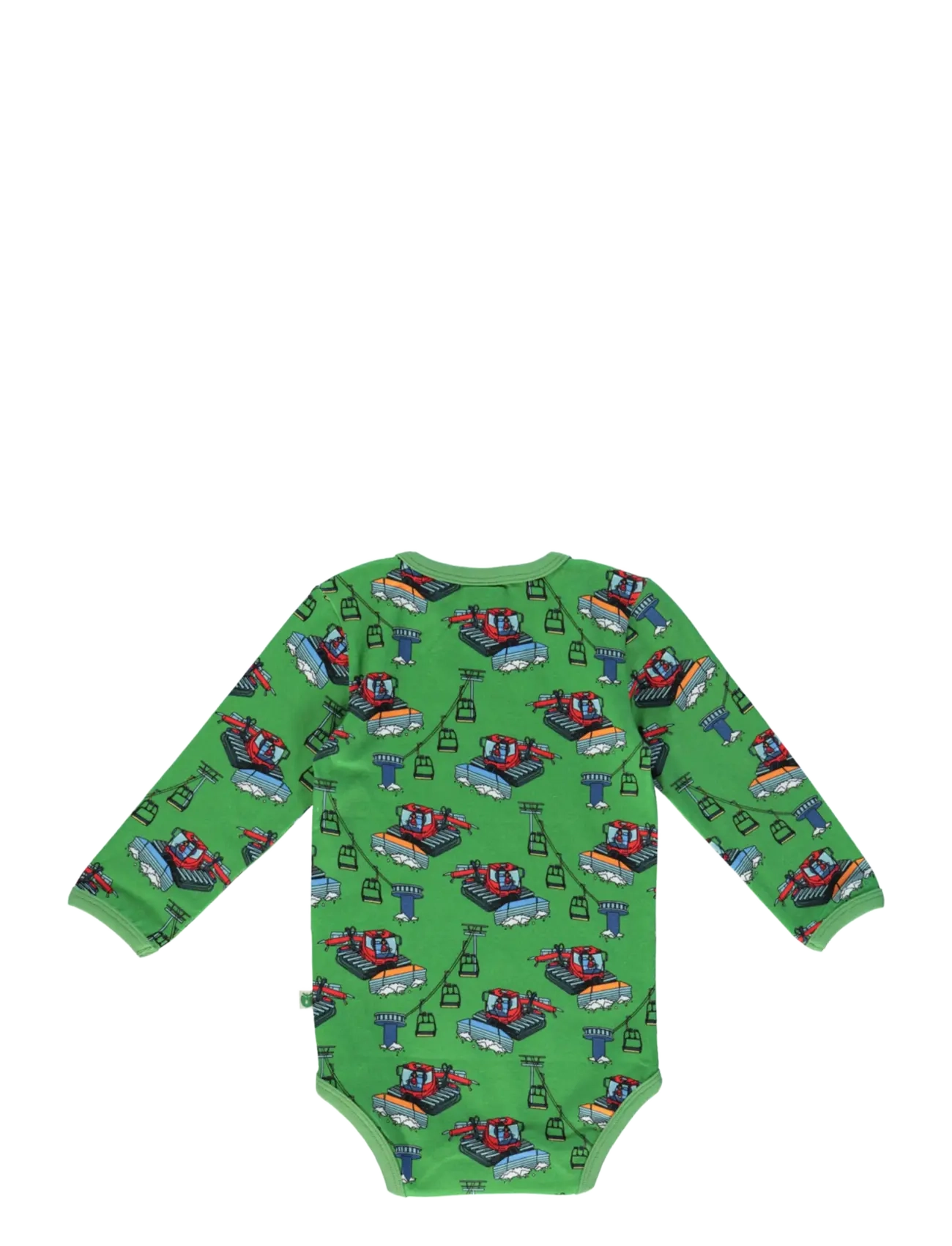 Småfolk - Long-sleeved baby body with snowcat - långärmade bodies - moss green - 2