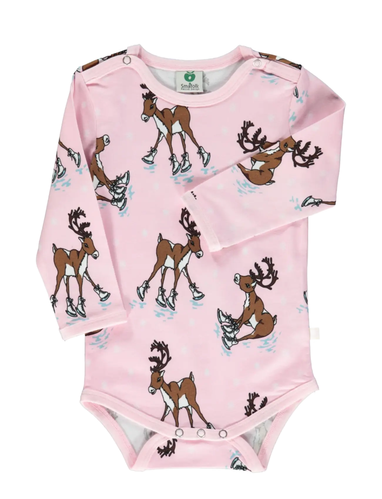 SMÅFOLK Langärmelig Baby Body With Reindeer Pink - 68 - Kinder