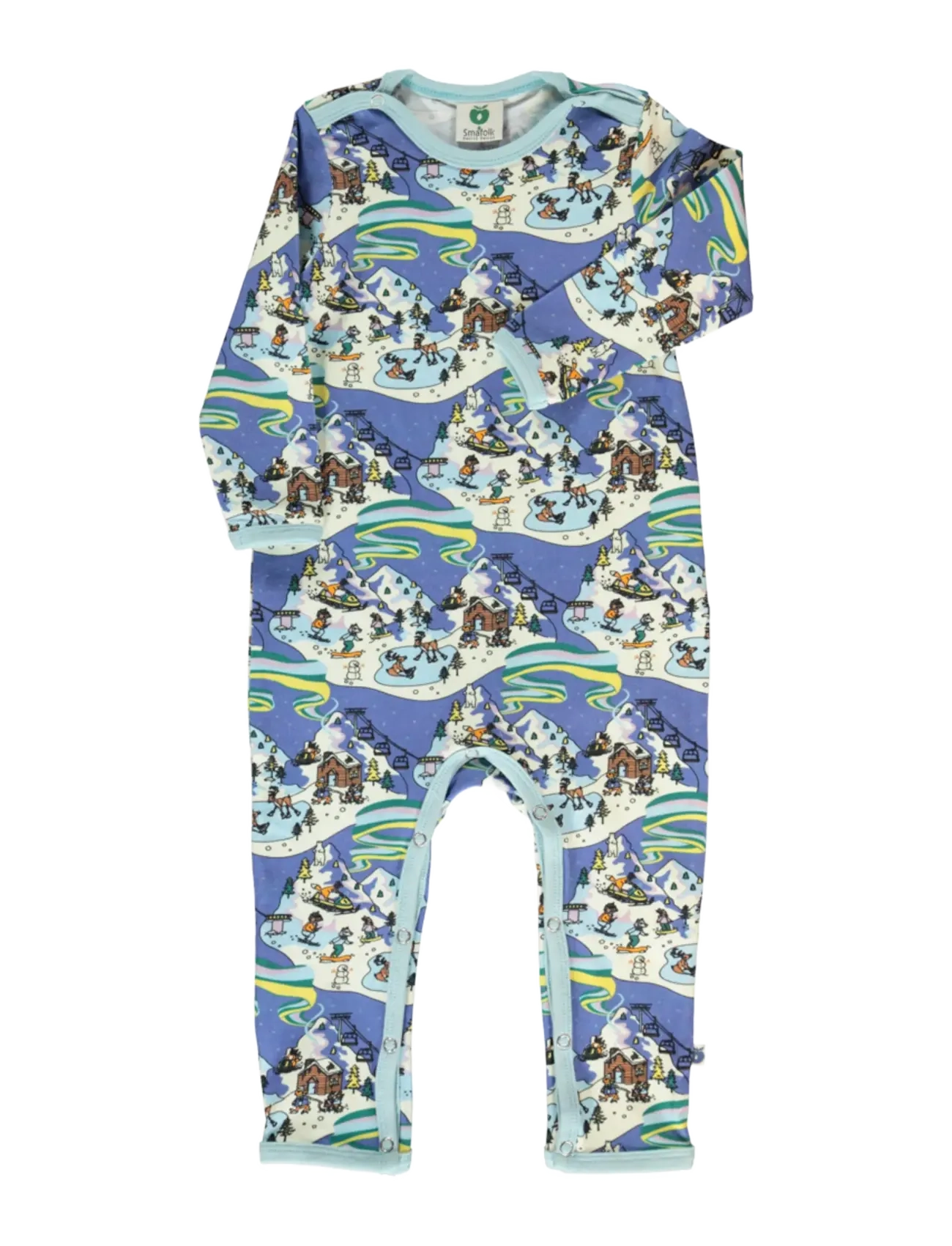 SMÅFOLK Langärmelig Baby Anzug With Winter Landscape Blau - 92 - Kinder