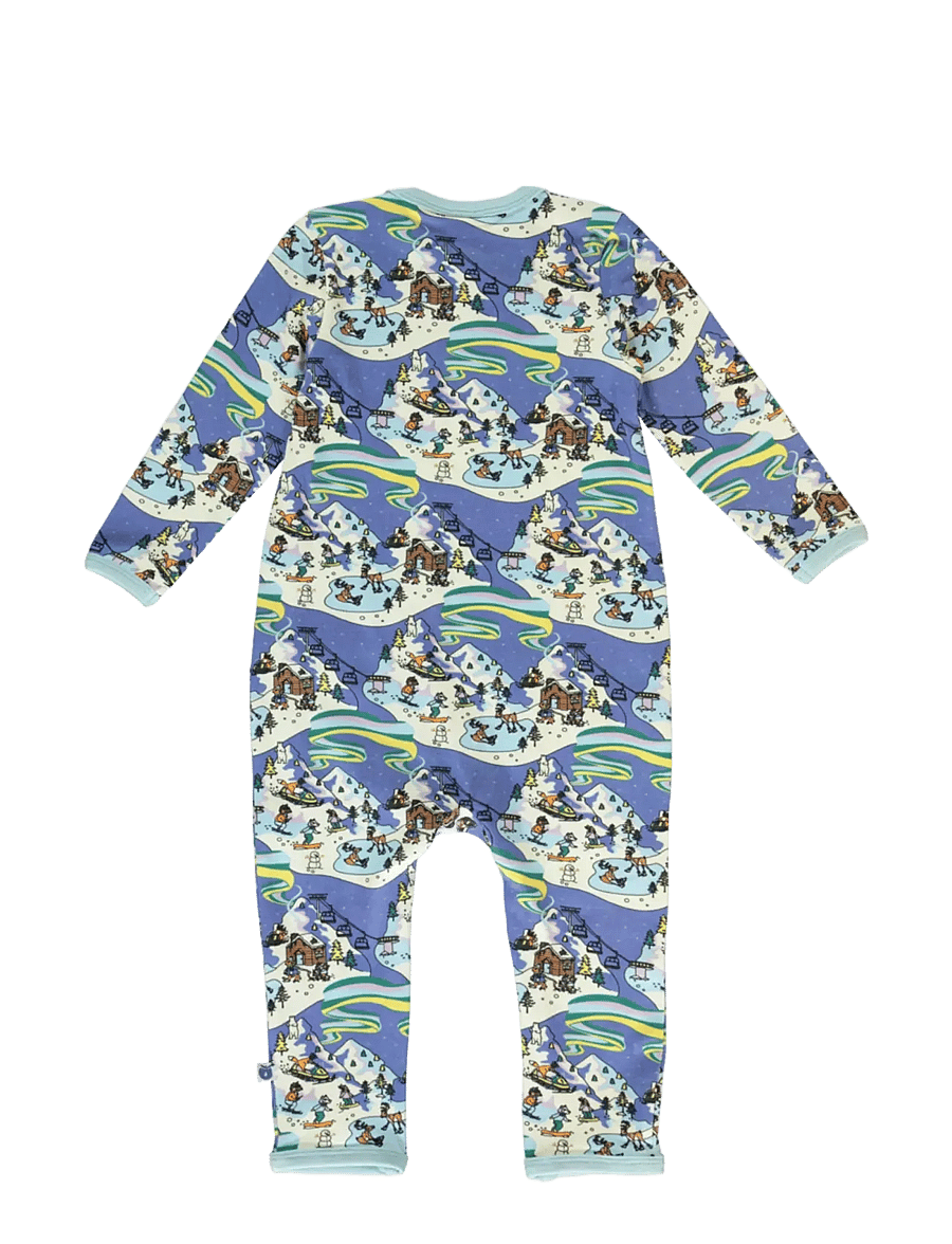 Småfolk - Long-sleeved baby suit with winter landscape - långärmade bodies - federal blue - 2