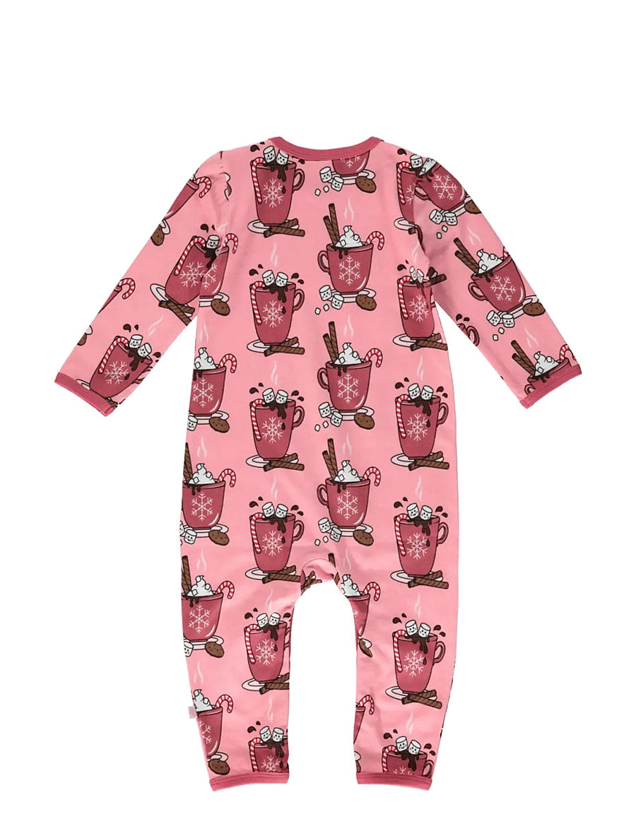 Småfolk - Long-sleeved baby suit with hot chocolate - långärmade bodies - bridal rose - 2