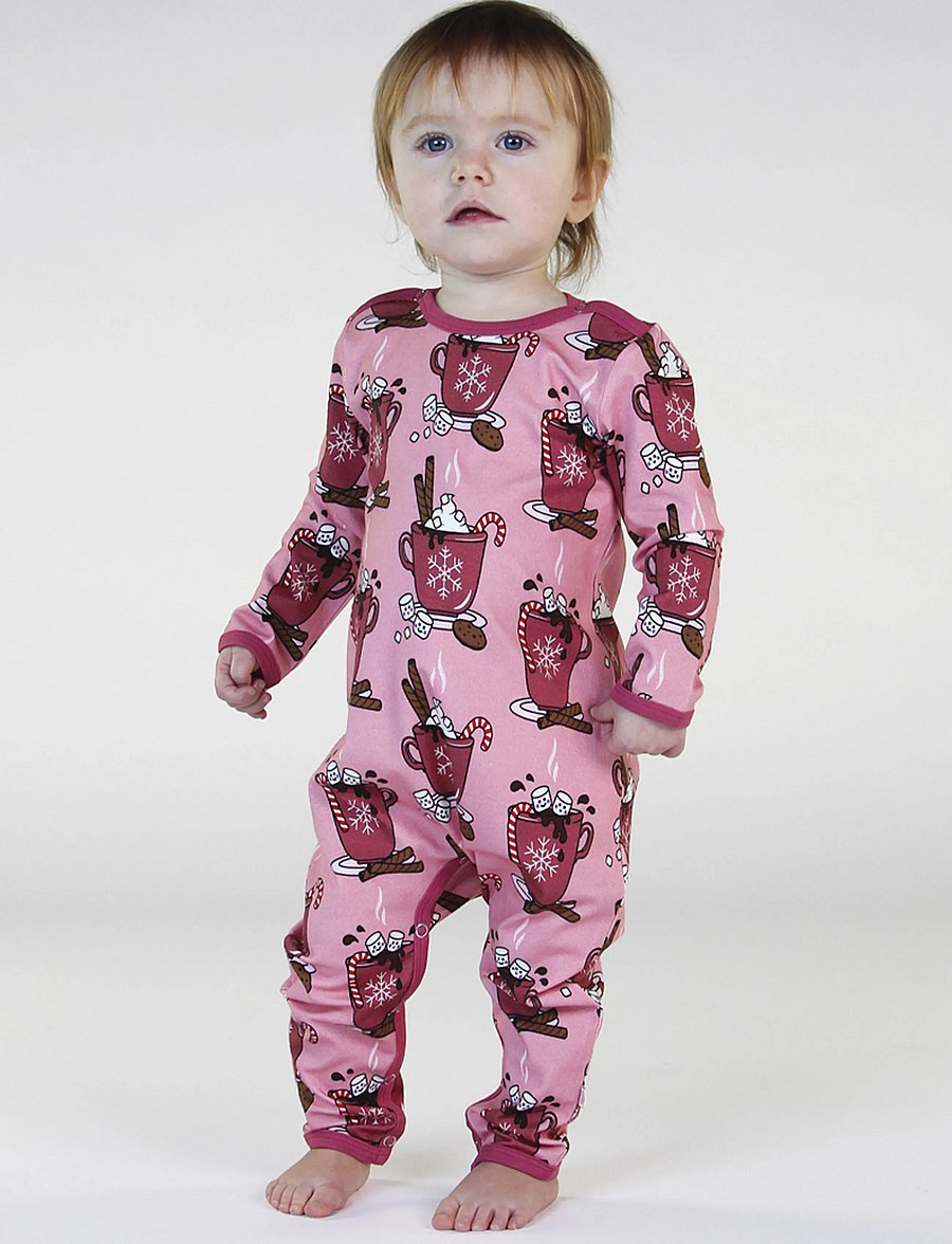 Småfolk - Long-sleeved baby suit with hot chocolate - långärmade bodies - bridal rose - 0