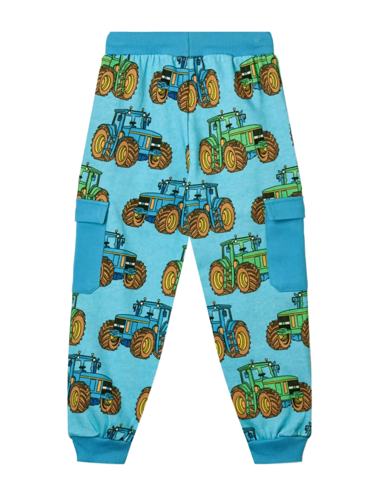 Småfolk - Pants with tractors - mjukisbyxor - blue atoll - 2