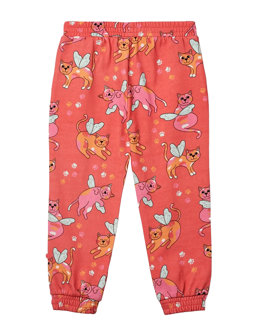 Småfolk - Pants with cats - mjukisbyxor - pink punch - 2