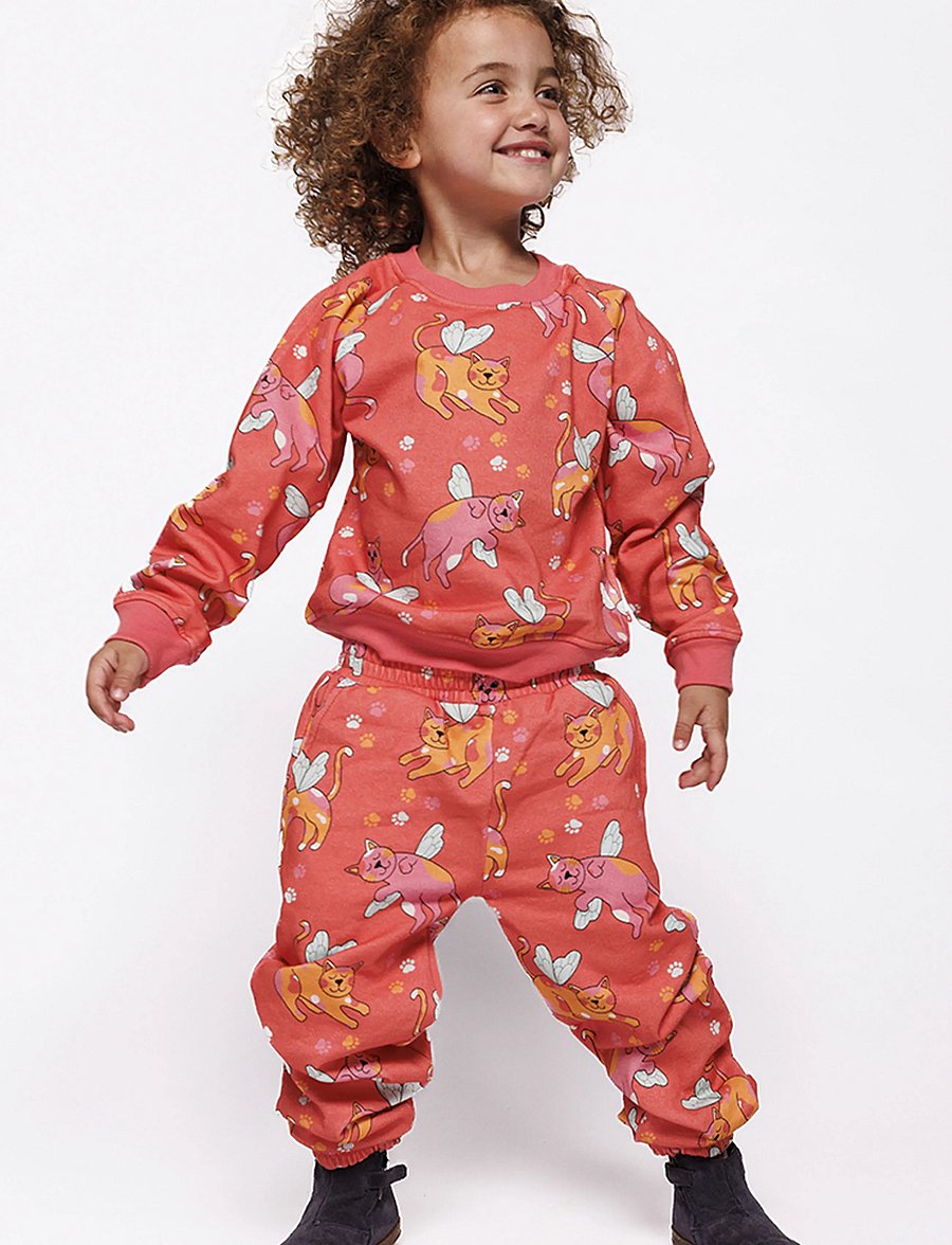 Småfolk - Pants with cats - mjukisbyxor - pink punch - 0