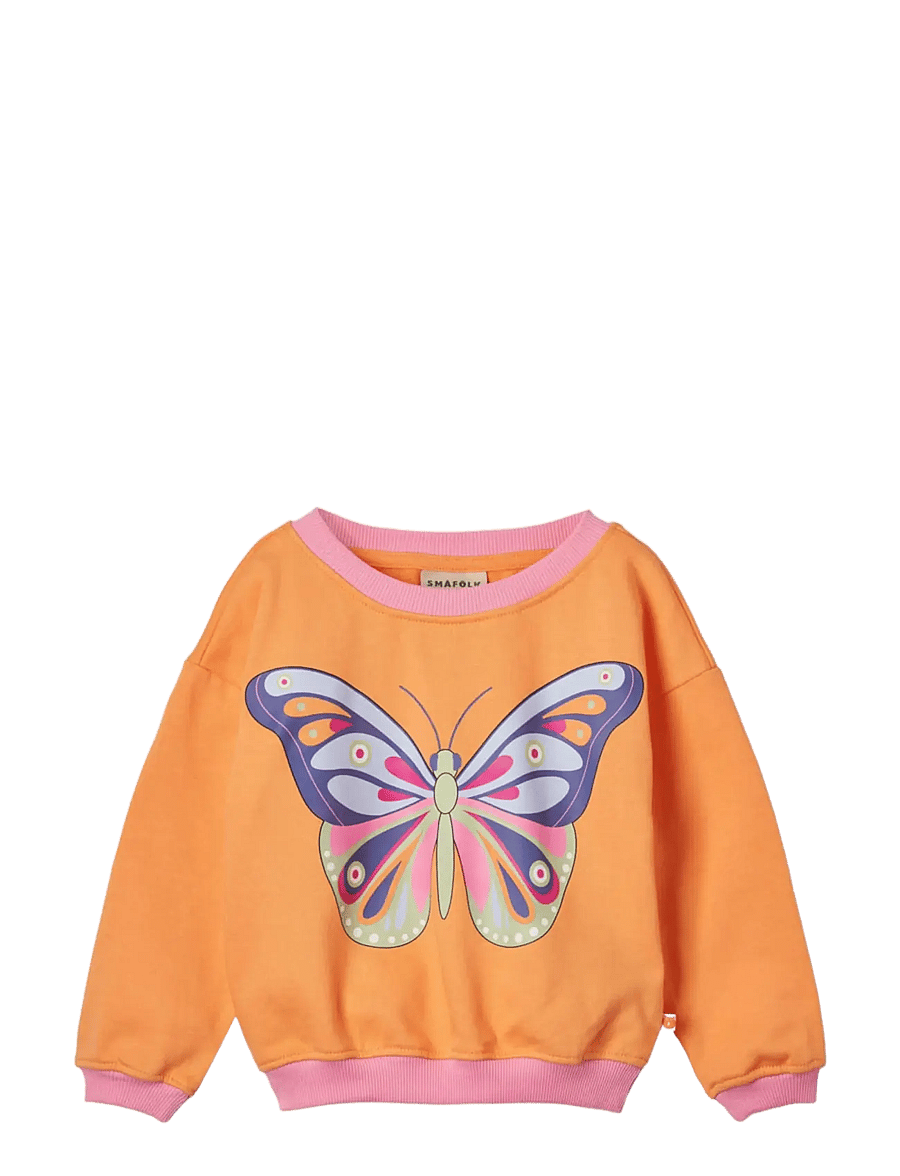 Småfolk - Sweatshirt with butterfly - sweatshirts - papaya - 1
