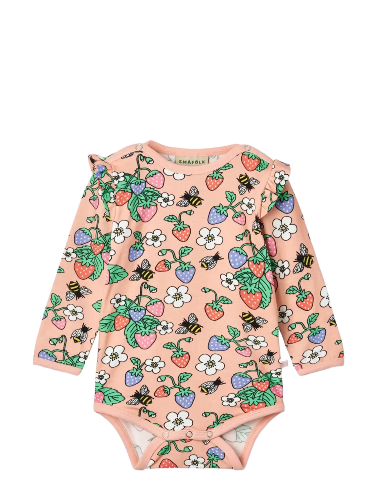 SMÅFOLK Langärmelig Baby Body With Strawberries Pink - 62 - Kinder