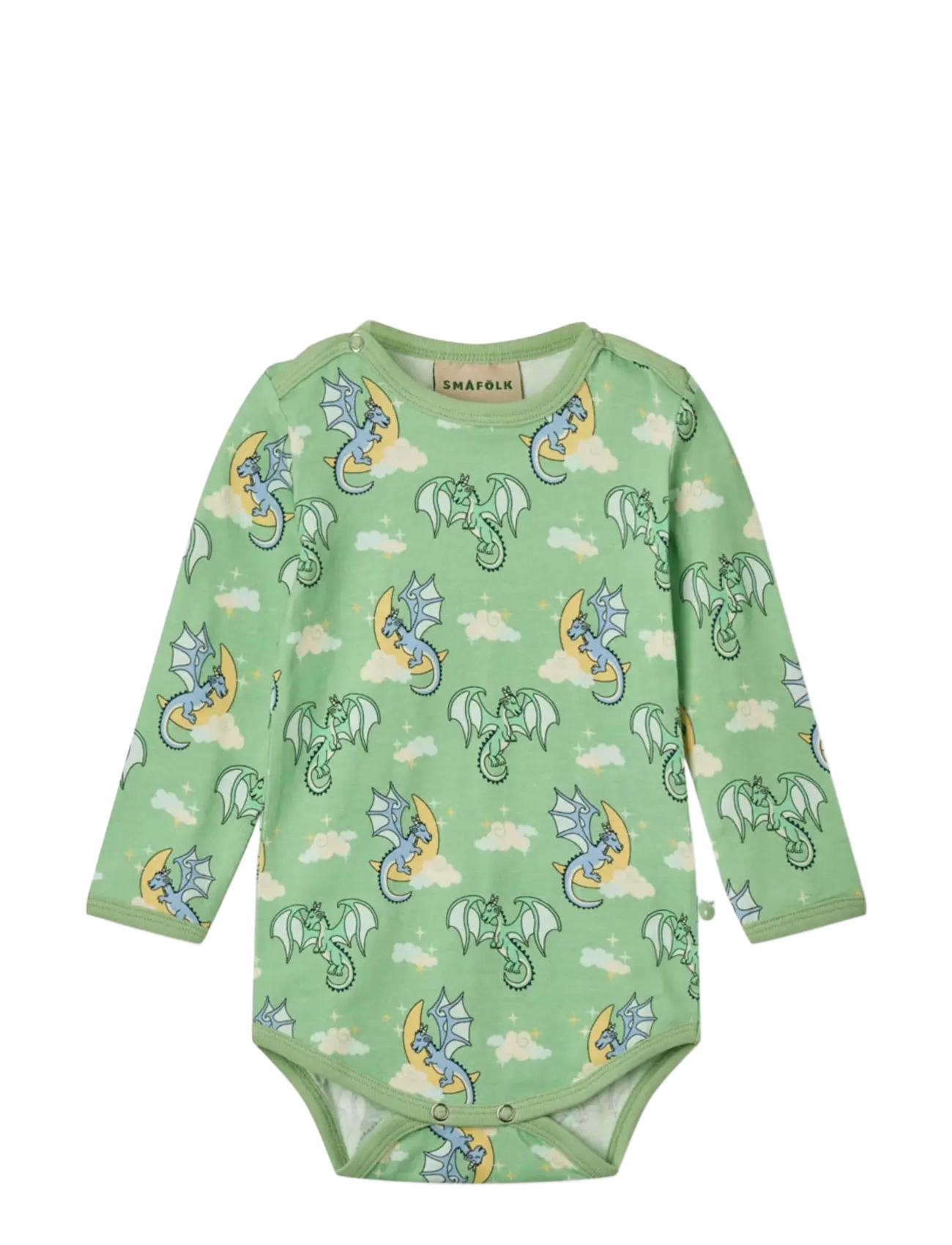 SMÅFOLK Langärmelig Baby Body With Sleeping Dragons Grün - 98 - Kinder