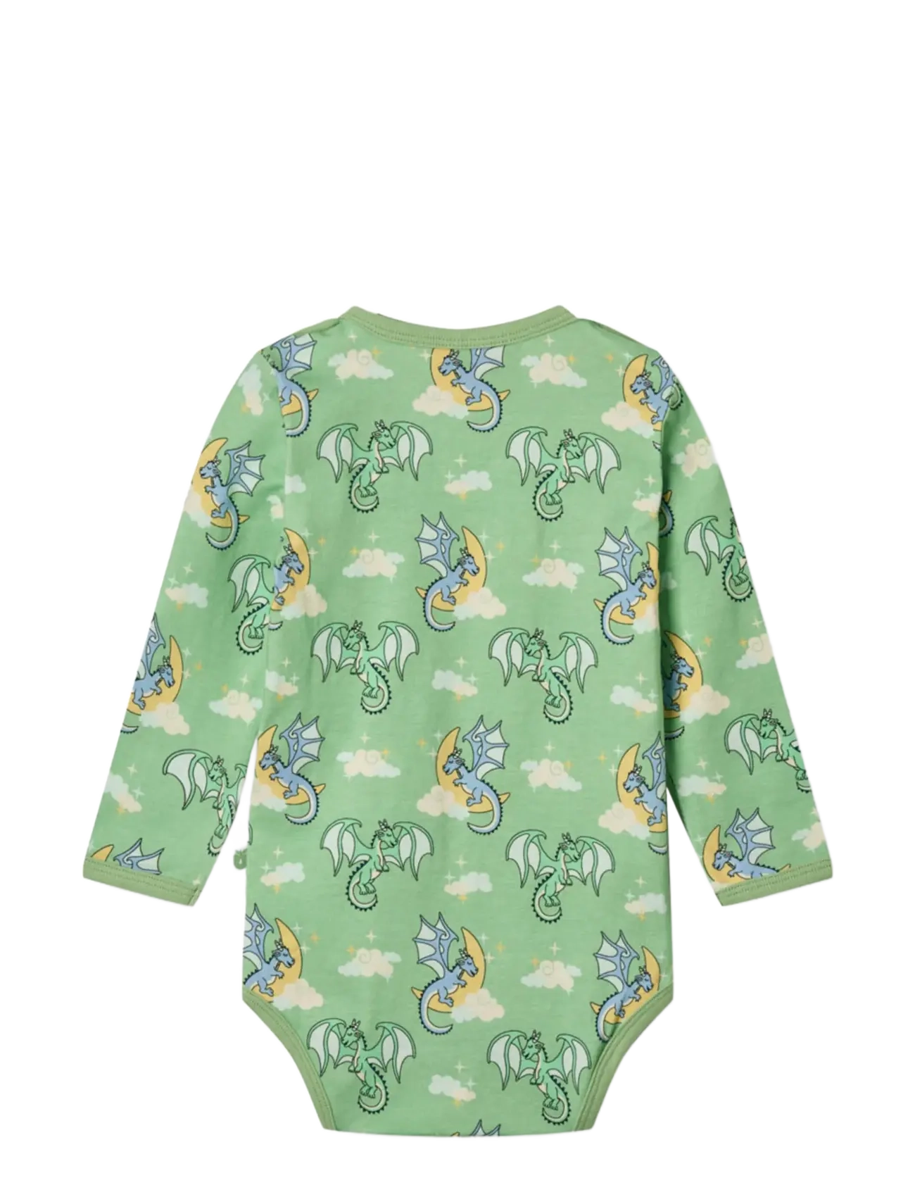Småfolk - Long-sleeved baby body with sleeping dragons - langærmede bodyer - sage - 2