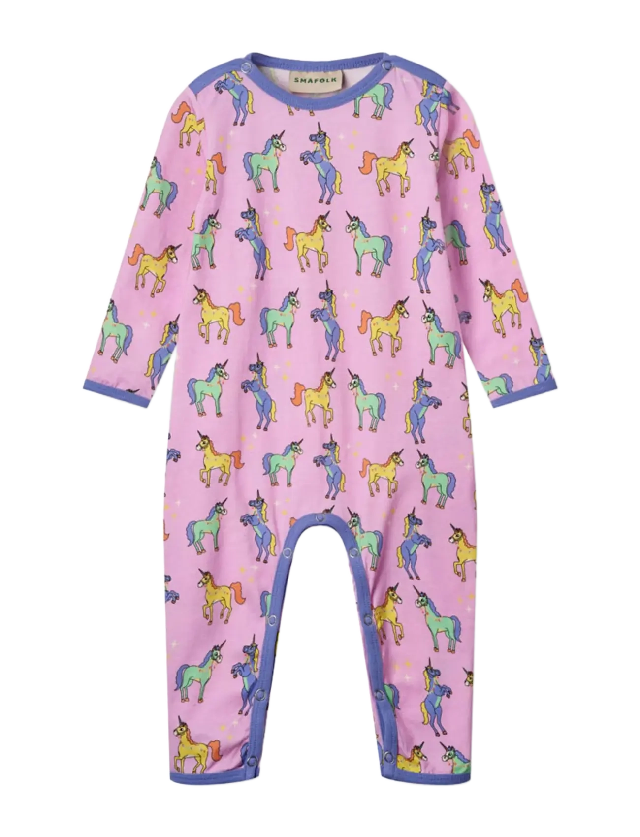 Småfolk Long-sleeved baby suit with unicorns - Småfolk - PINK LAVENDER / purple