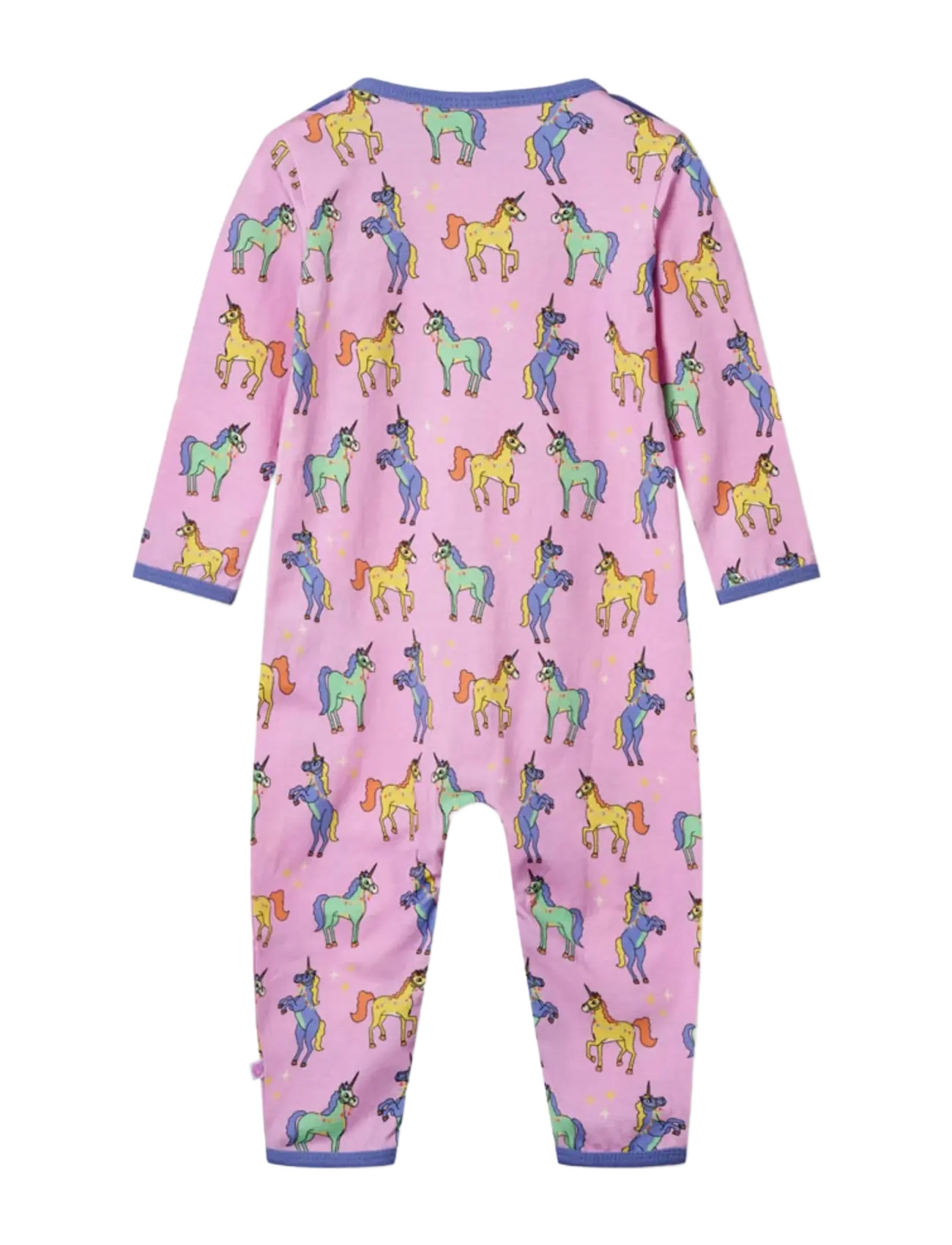 Småfolk - Long-sleeved baby suit with unicorns - långärmade bodysuits - pink lavender - 2