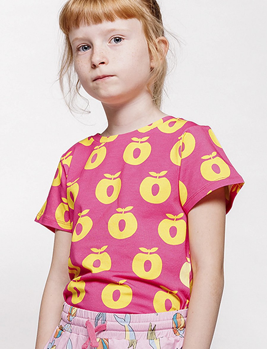 Småfolk - T-shirt with apples - kortærmede t-shirts - pink fandango - 0