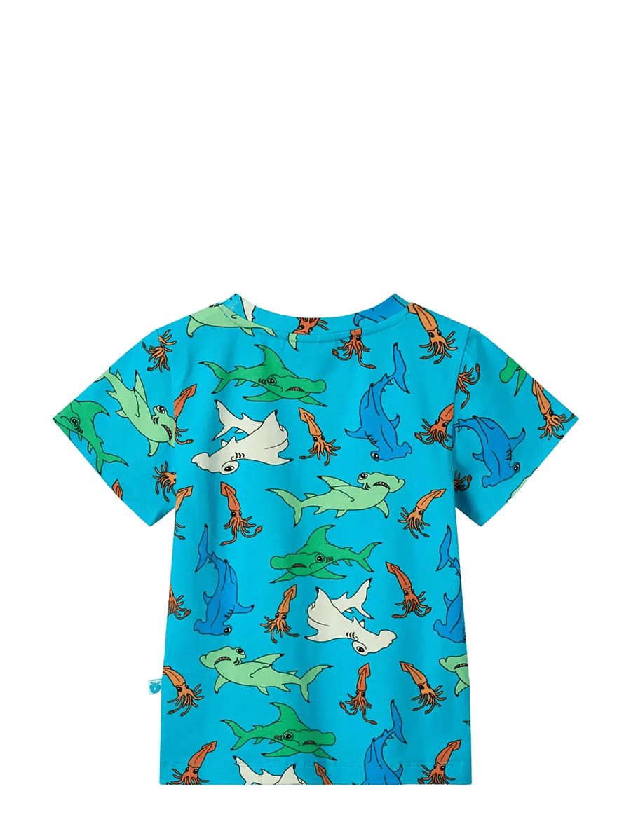 Småfolk - T-shirt with hammerhead sharks - rudens drabužiai - blue atoll - 2