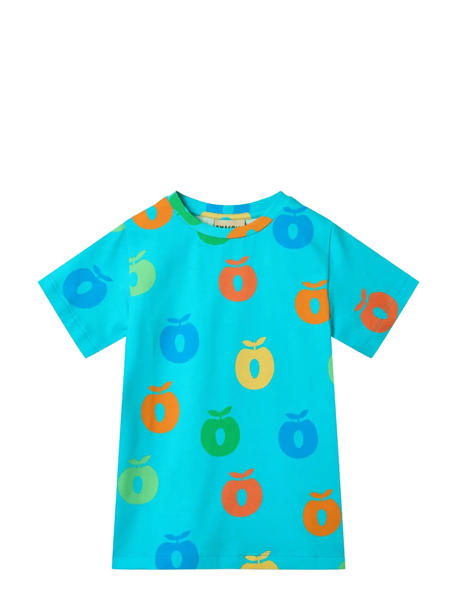 Småfolk - T-shirt with apples - kortärmade t-shirts - blue atoll - 1