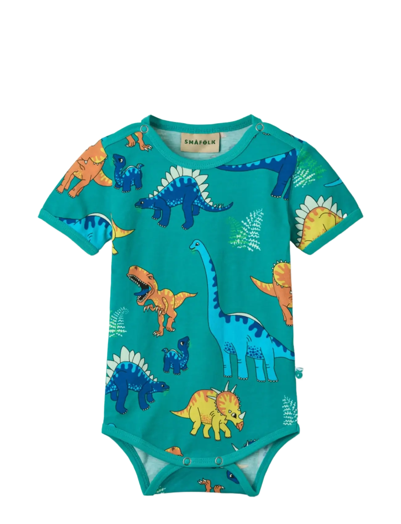 SMÅFOLK Kurzärmelig Baby Body With Dinosaurs Blau - 62 - Kinder