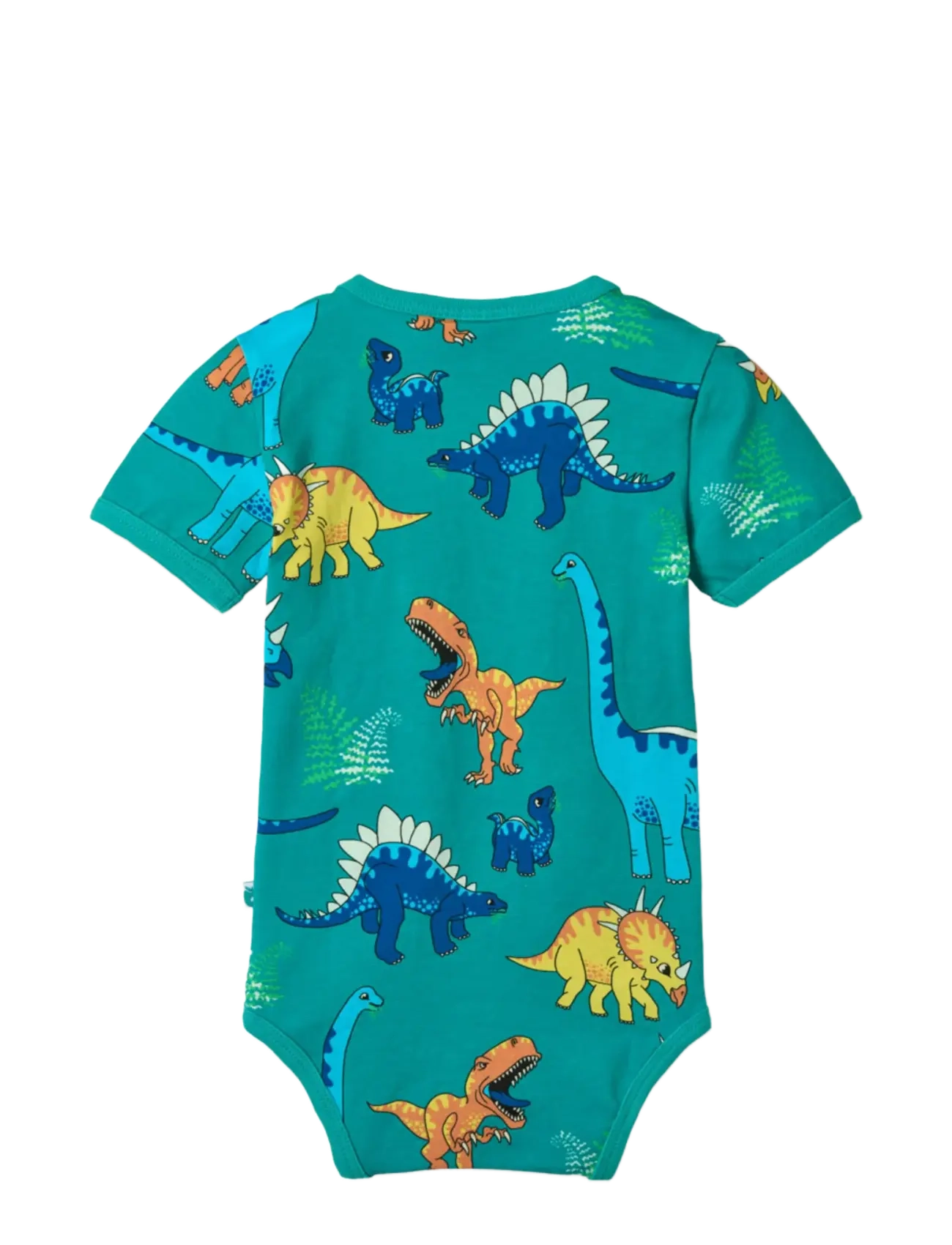 Småfolk - Short-sleeved baby body with dinosaurs - kortärmade bodies - teal - 2