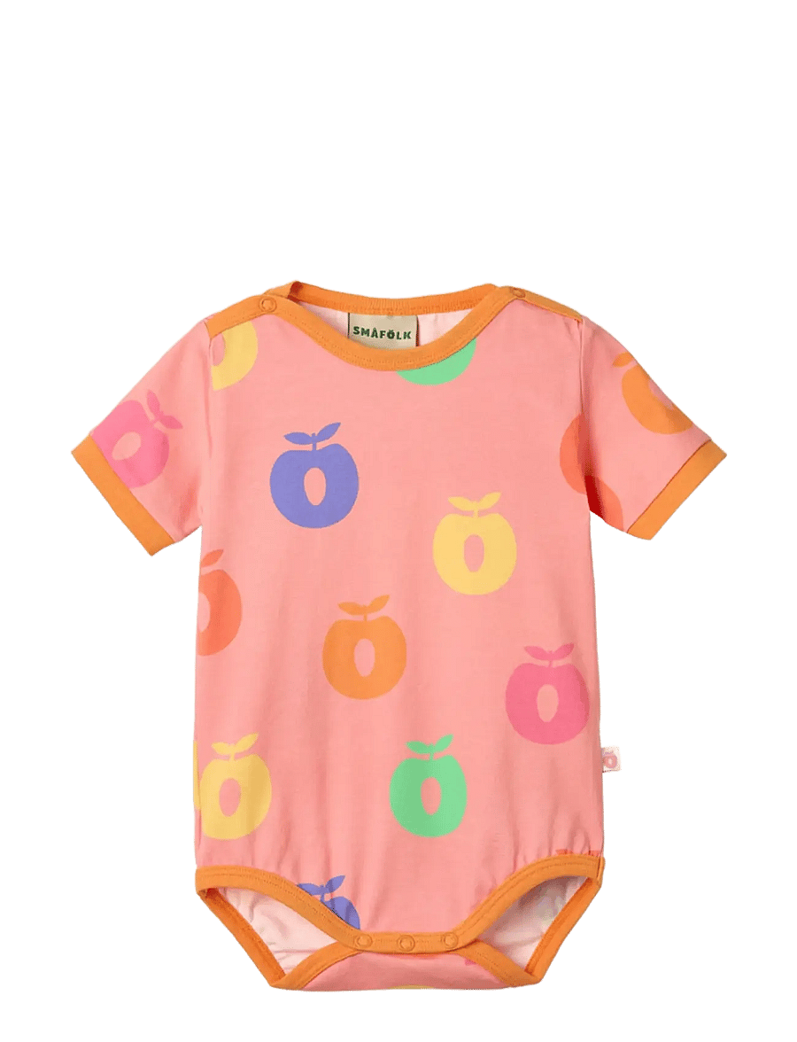 Småfolk - Short-sleeved baby body with apples - kortärmade bodies - blossom - 1