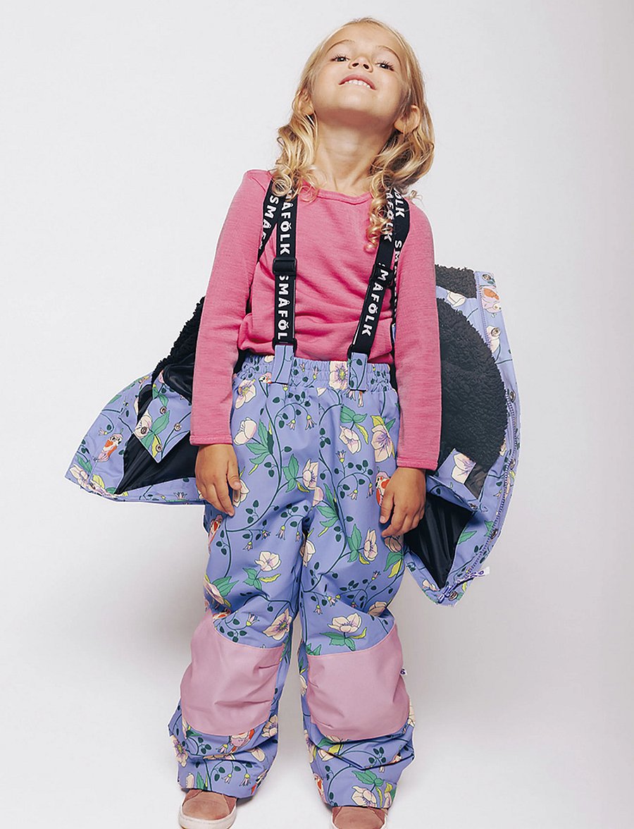 Småfolk - Ski pants with birds and flowers - vinterbyxor - purple delight - 0