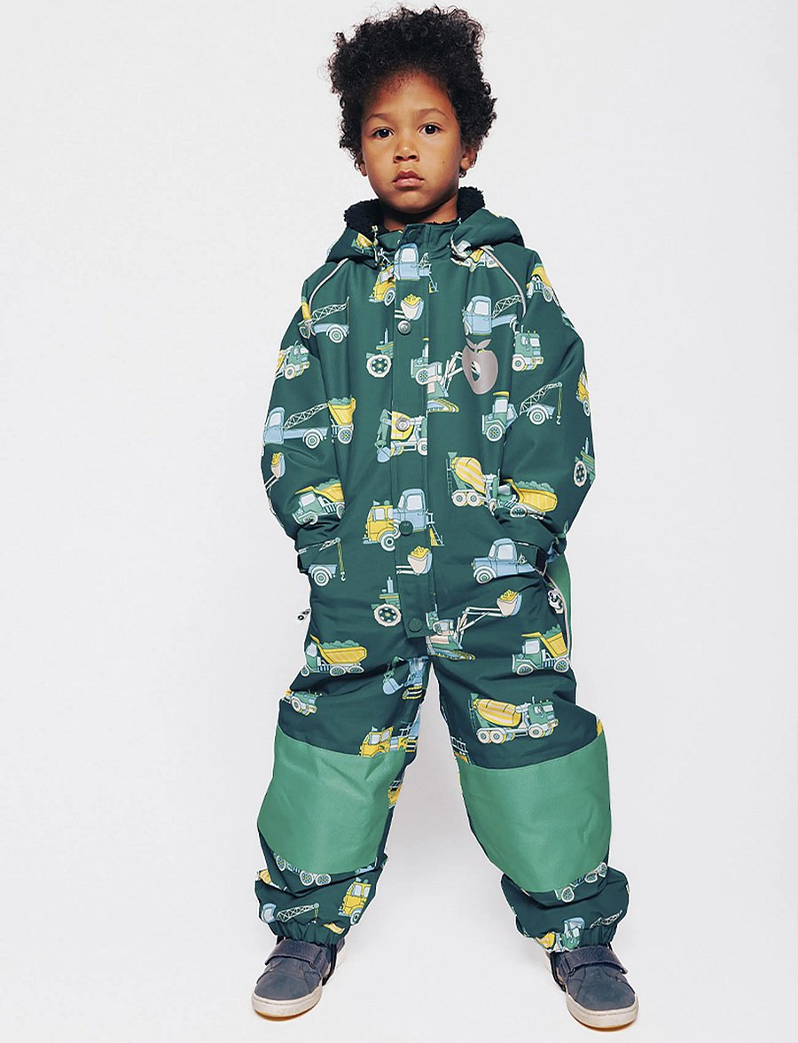 Småfolk - Children's snowsuit with vehicles - vinteroveraller - evergreen - 0