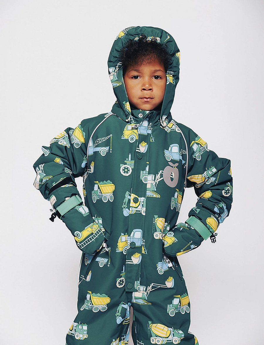 Småfolk - Children's snowsuit with vehicles - vinteroveraller - evergreen - 4