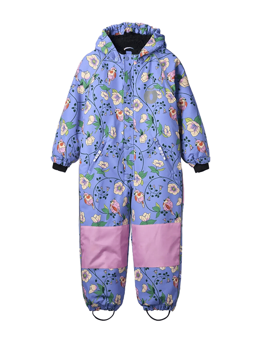 Småfolk - Children's snowsuit with birds and flowers - vinteroveraller - purple delight - 1
