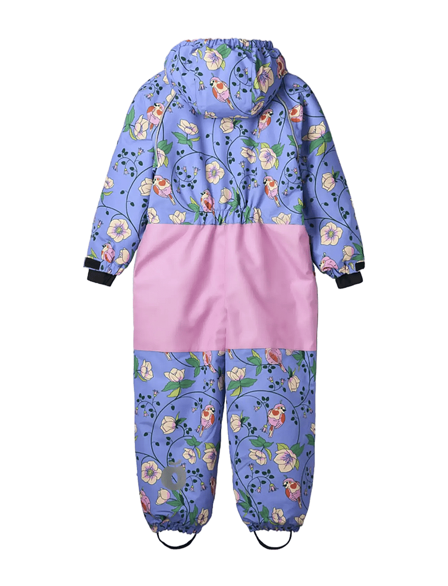Småfolk - Children's snowsuit with birds and flowers - vinteroveraller - purple delight - 2