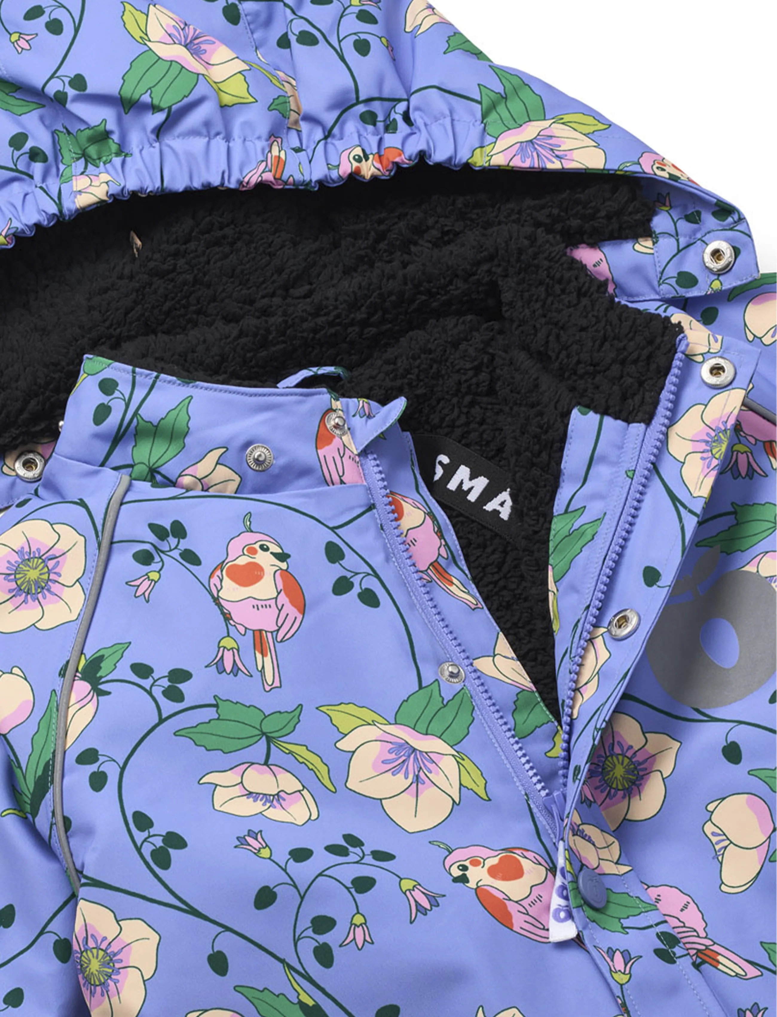 Småfolk - Children's snowsuit with birds and flowers - vinteroveraller - purple delight - 4