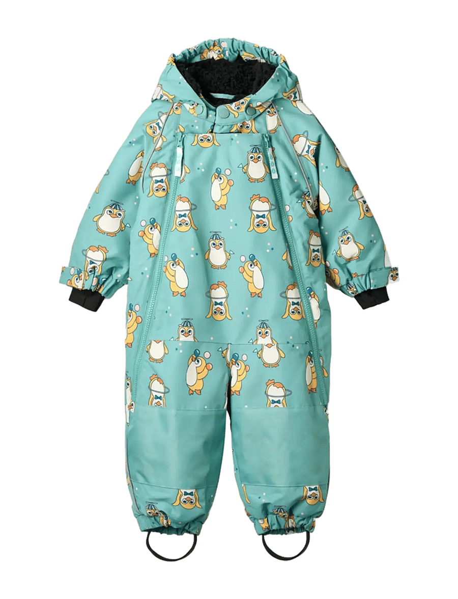 Småfolk - Snowsuit for toddlers with penguins - vinteroveraller - jade - 1