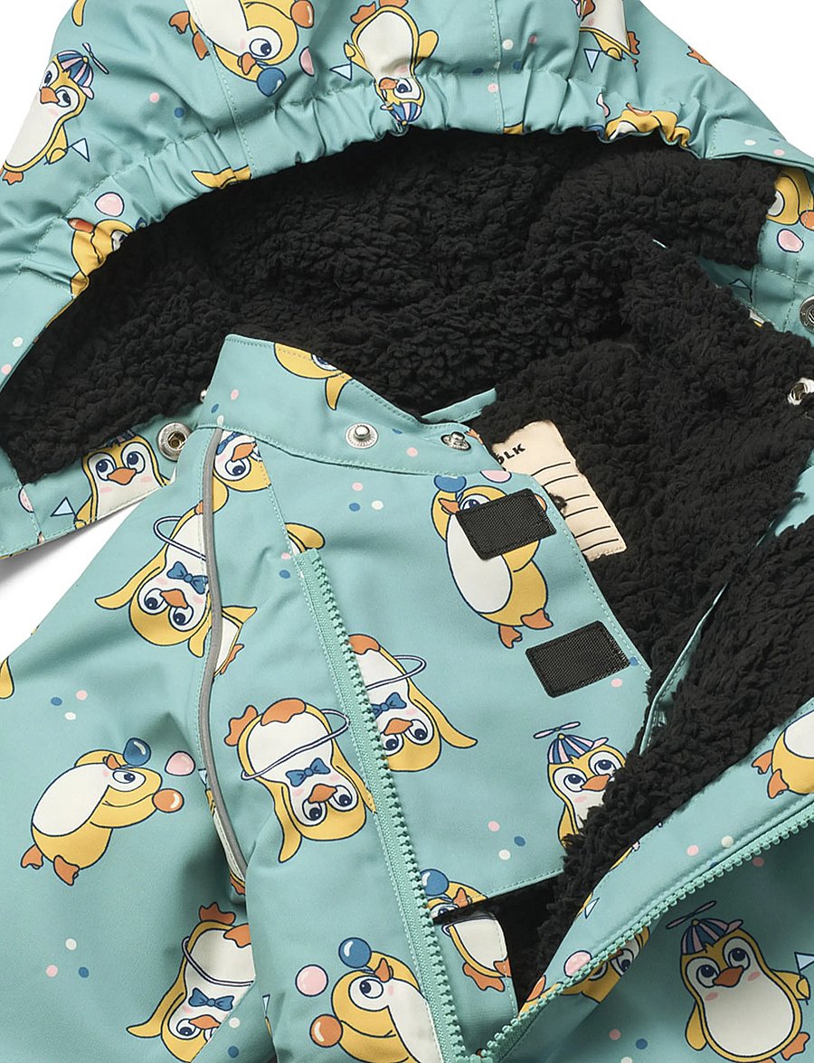 Småfolk - Snowsuit for toddlers with penguins - vinteroveraller - jade - 4