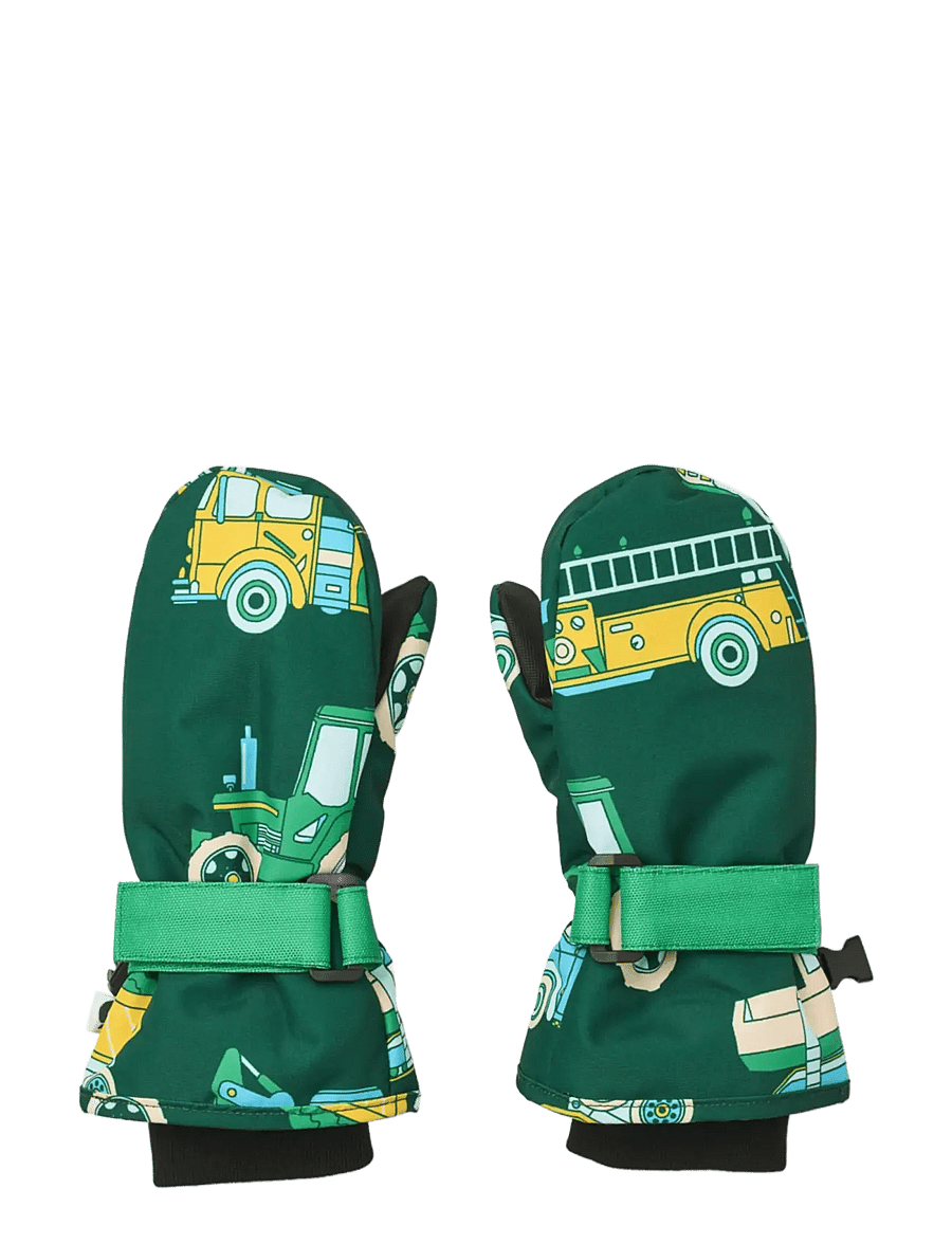Småfolk - Mittens with vehicles - handskar - evergreen - 1
