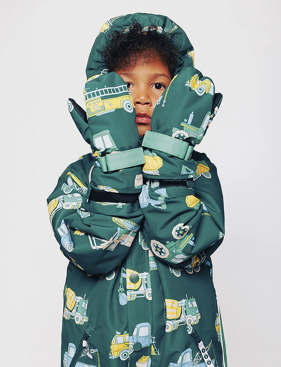Småfolk - Mittens with vehicles - handskar - evergreen - 0