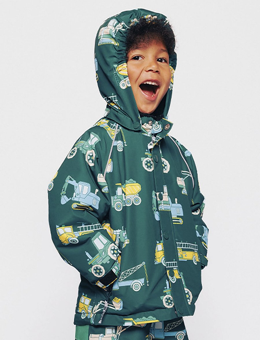 Småfolk - Winter jacket with vehicles - termojackor - evergreen - 0