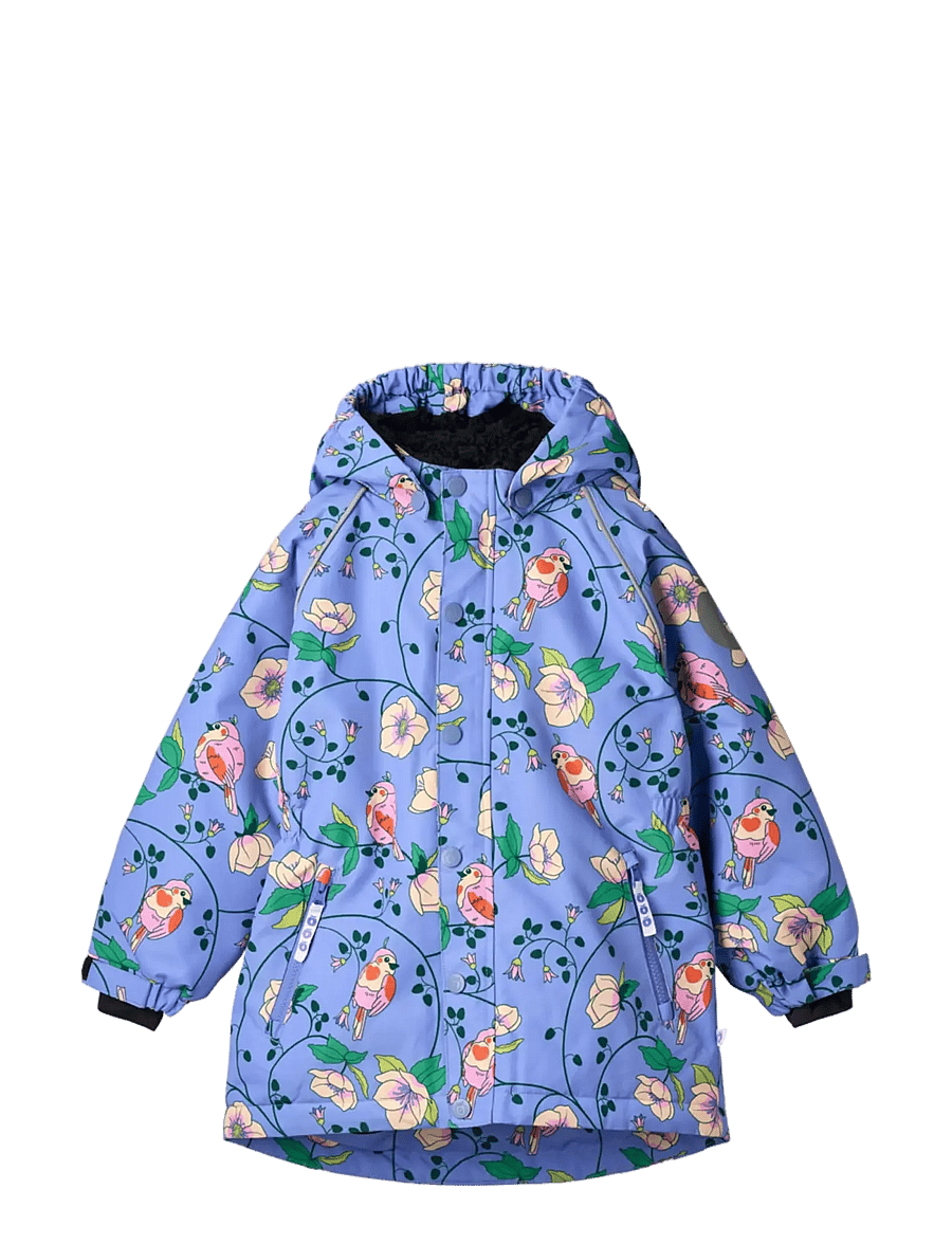 Småfolk - Winter coat with birds and flowers - skidjackor - purple delight - 1