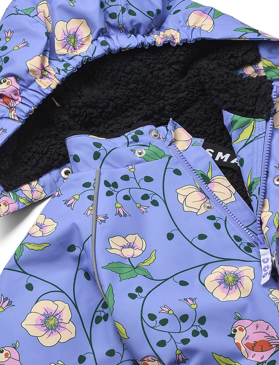 Småfolk - Winter coat with birds and flowers - skidjackor - purple delight - 4