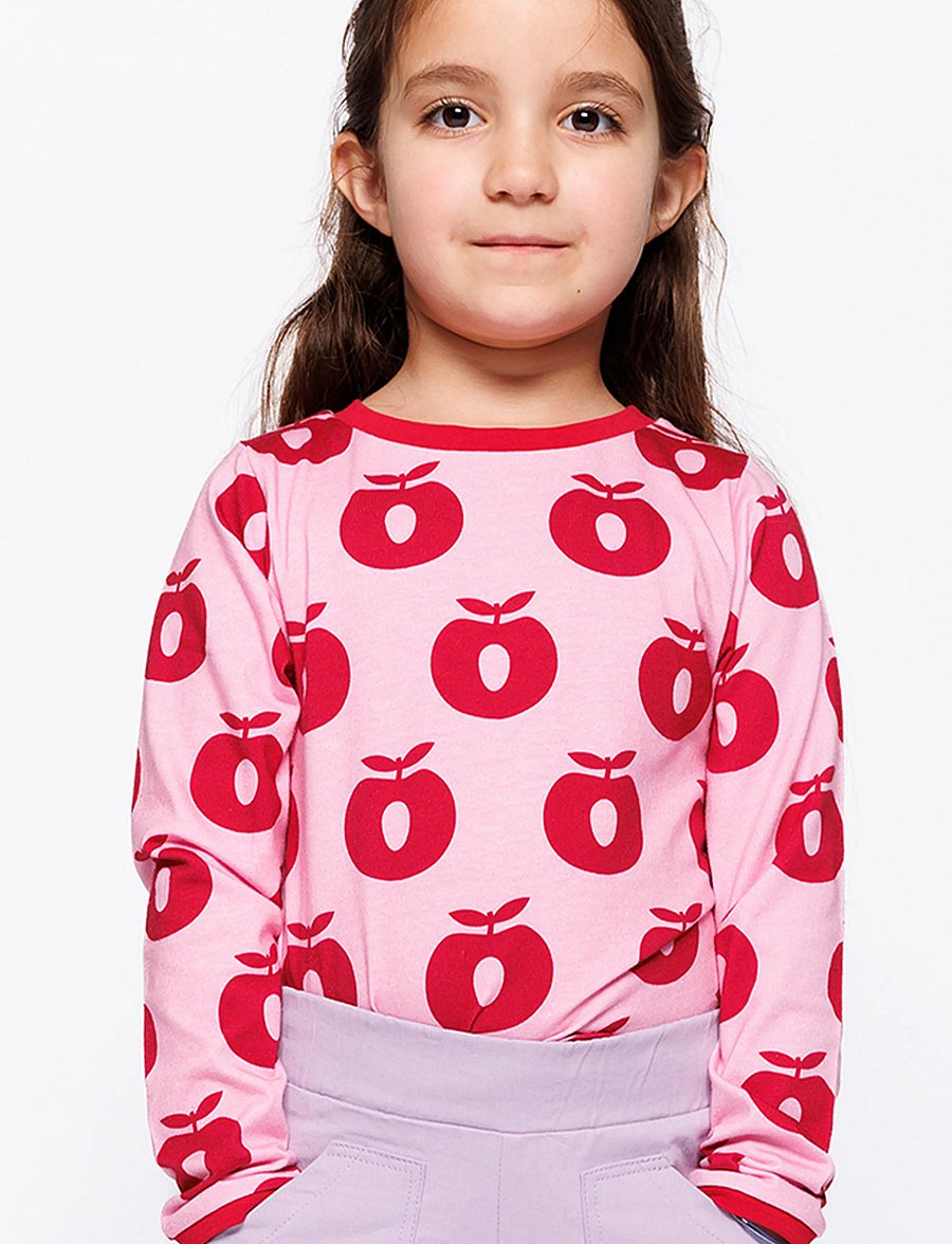 Småfolk - Elstar long-sleeved top with apples - långärmade t-shirts - pink lilac - 0