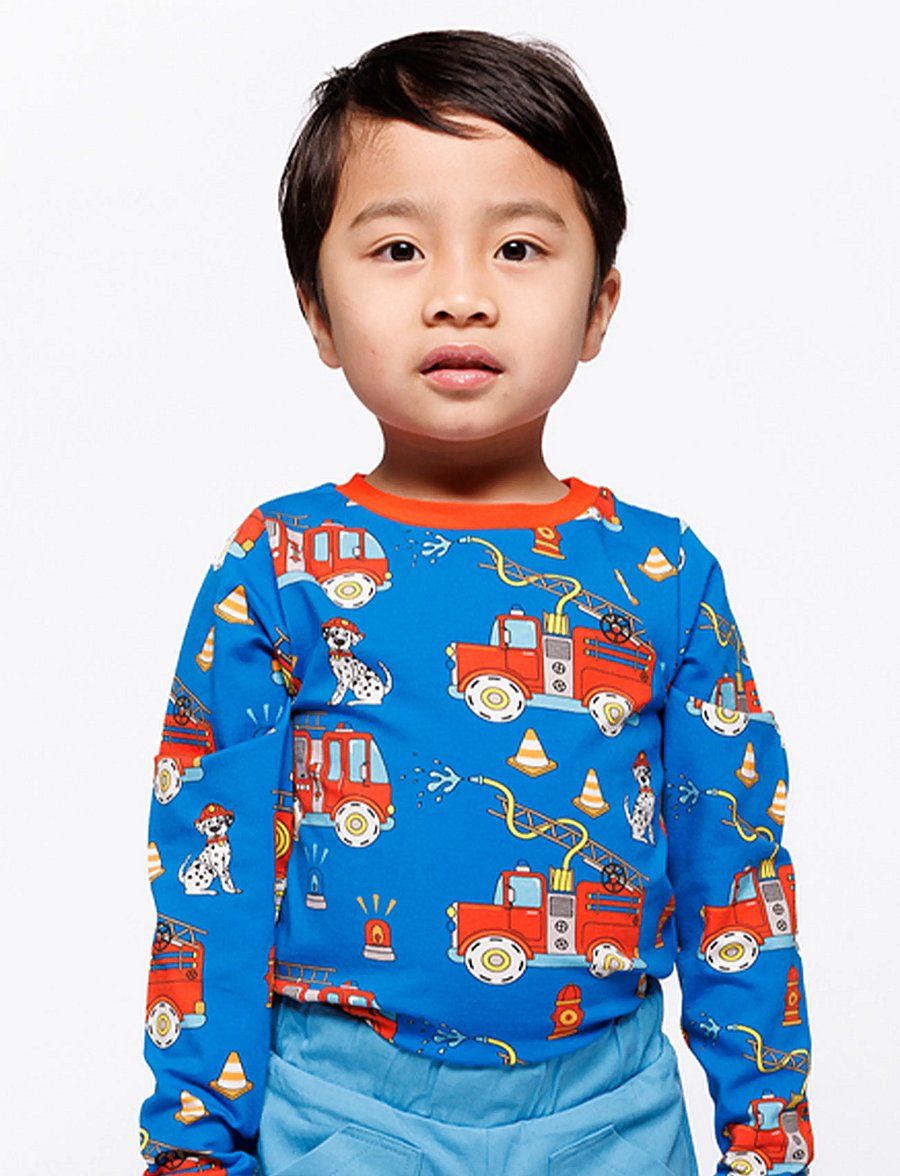 Småfolk - Elstar long-sleeved top fire truck - langærmede t-shirts - brilliant blue - 0