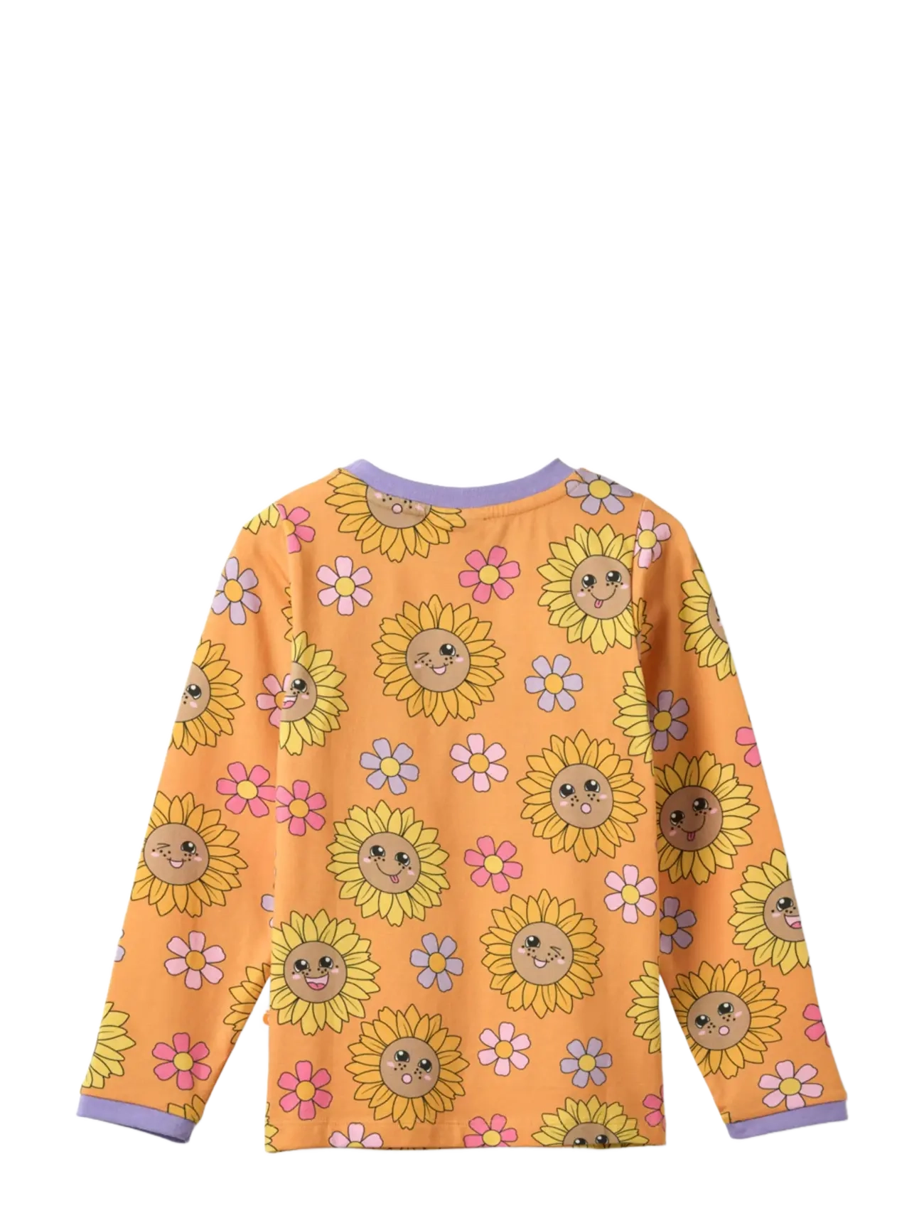 Småfolk - Elstar long-sleeved top with sunflowers - långärmade t-shirts - tangerine - 2