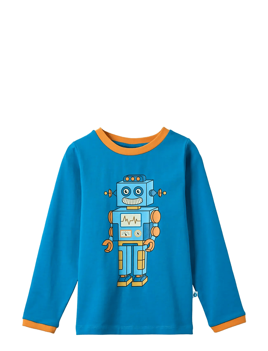Småfolk - Elstar long-sleeved top with robot - långärmade t-shirts - tropic wave - 1